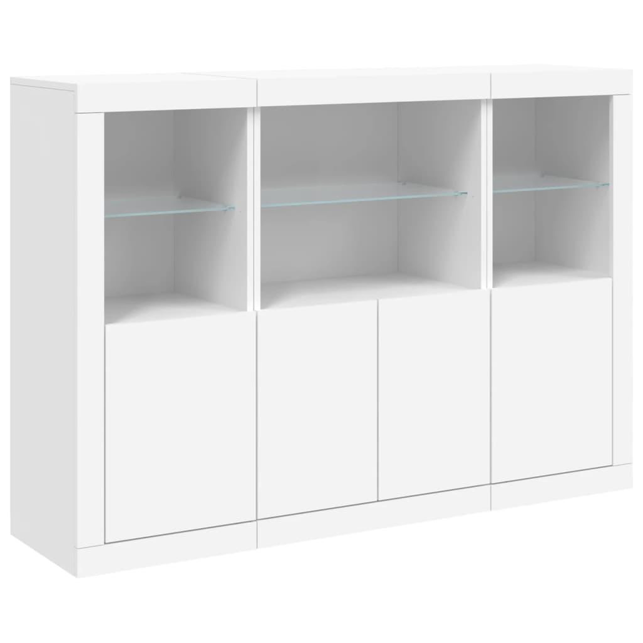 Voir la diapositive 5 : VIDAXL Buffets avec lumieres LED 3 pcs blanc bois d'ingenierie
