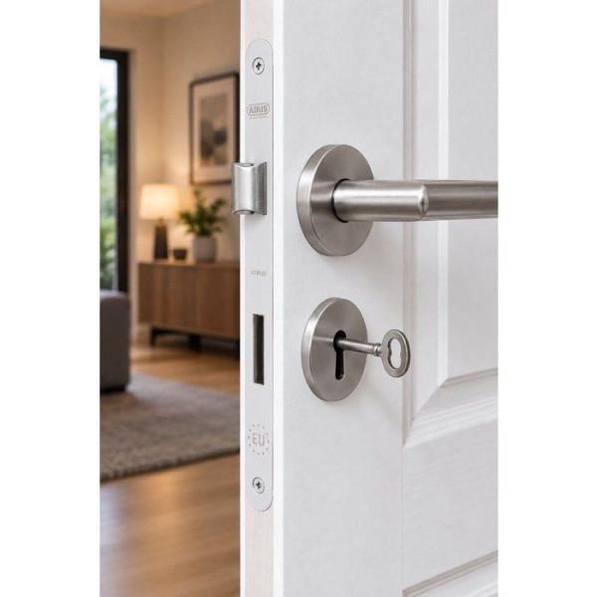 Voir la diapositive 2 : ABUS Serrure a encastrer - ABUS - SE 40 CLEL W/G - Pene dormant - Réversible - Axe 40 mm