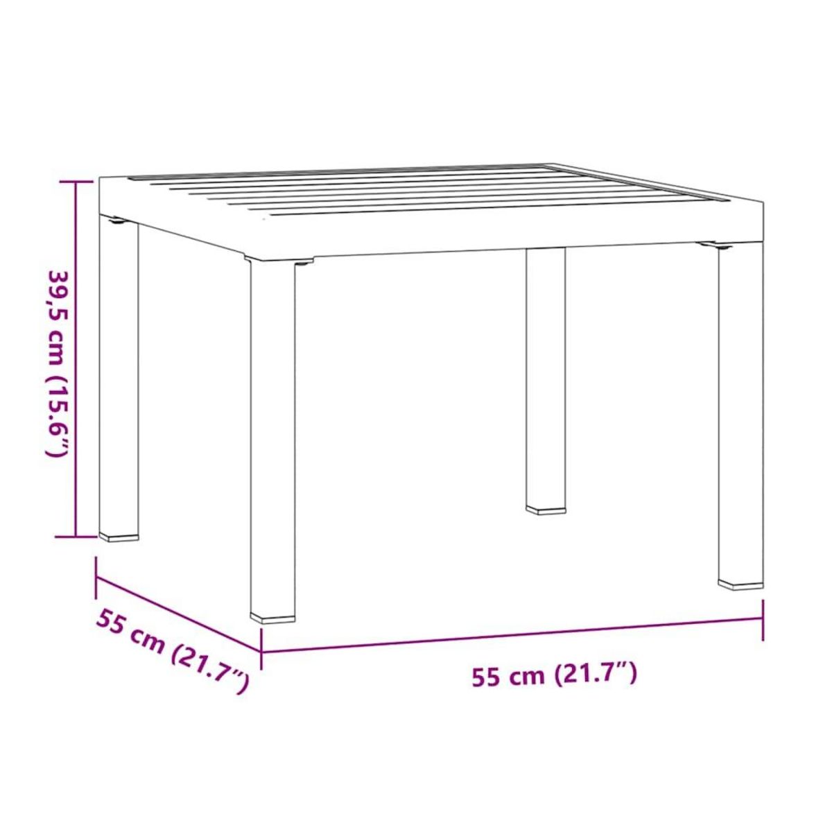 VIDAXL Table basse de jardin noir 55x55x39,5 cm acier enduit de poudre