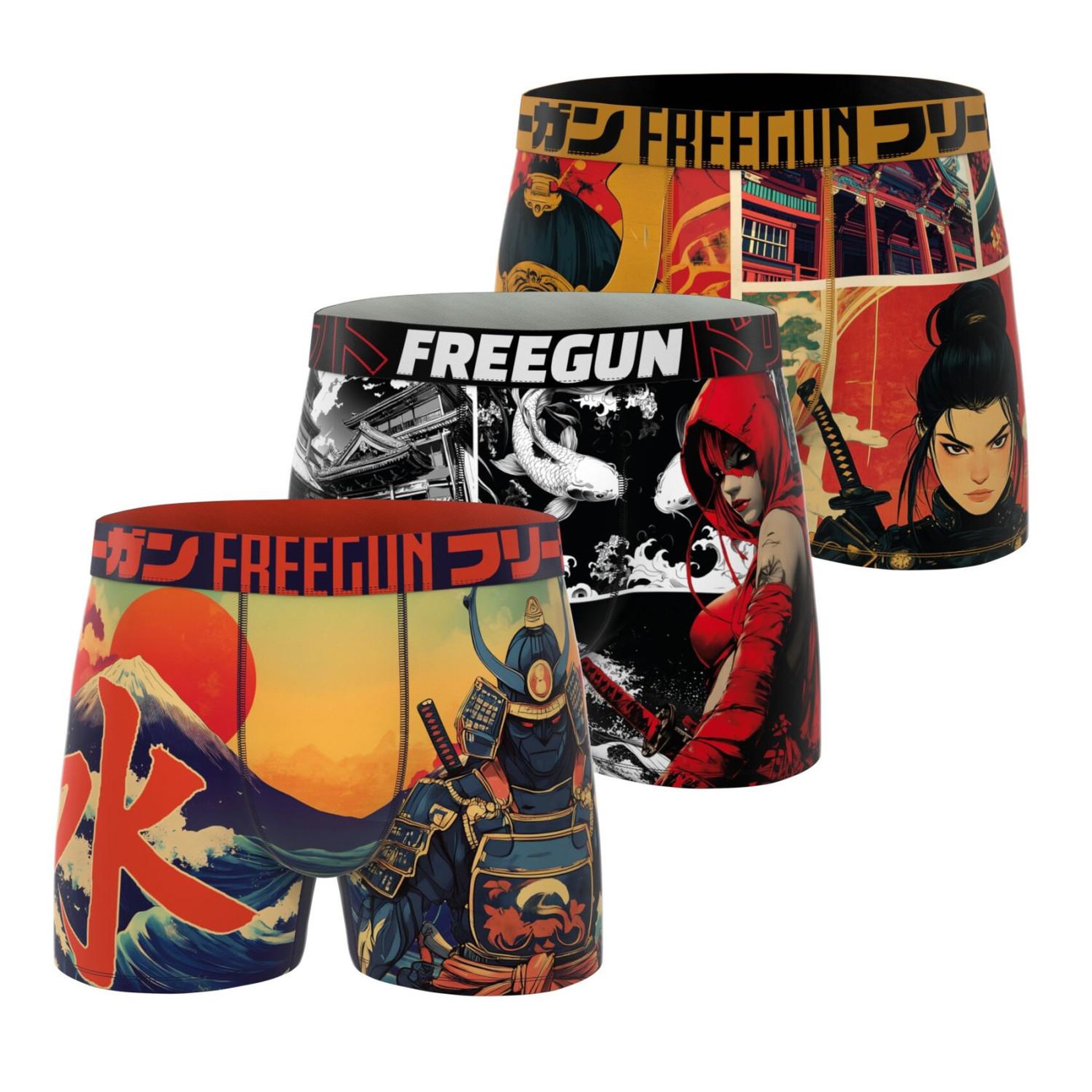 Voir la diapositive 1 : FREEGUN Lot de 3 boxers junior collection mangaka
