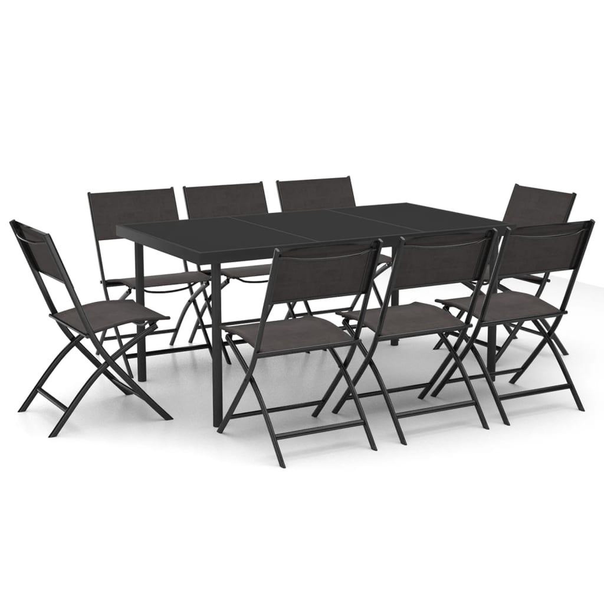 Voir la diapositive 2 : VIDAXL Mobilier de salle a manger d'exterieur 9 pcs Acier