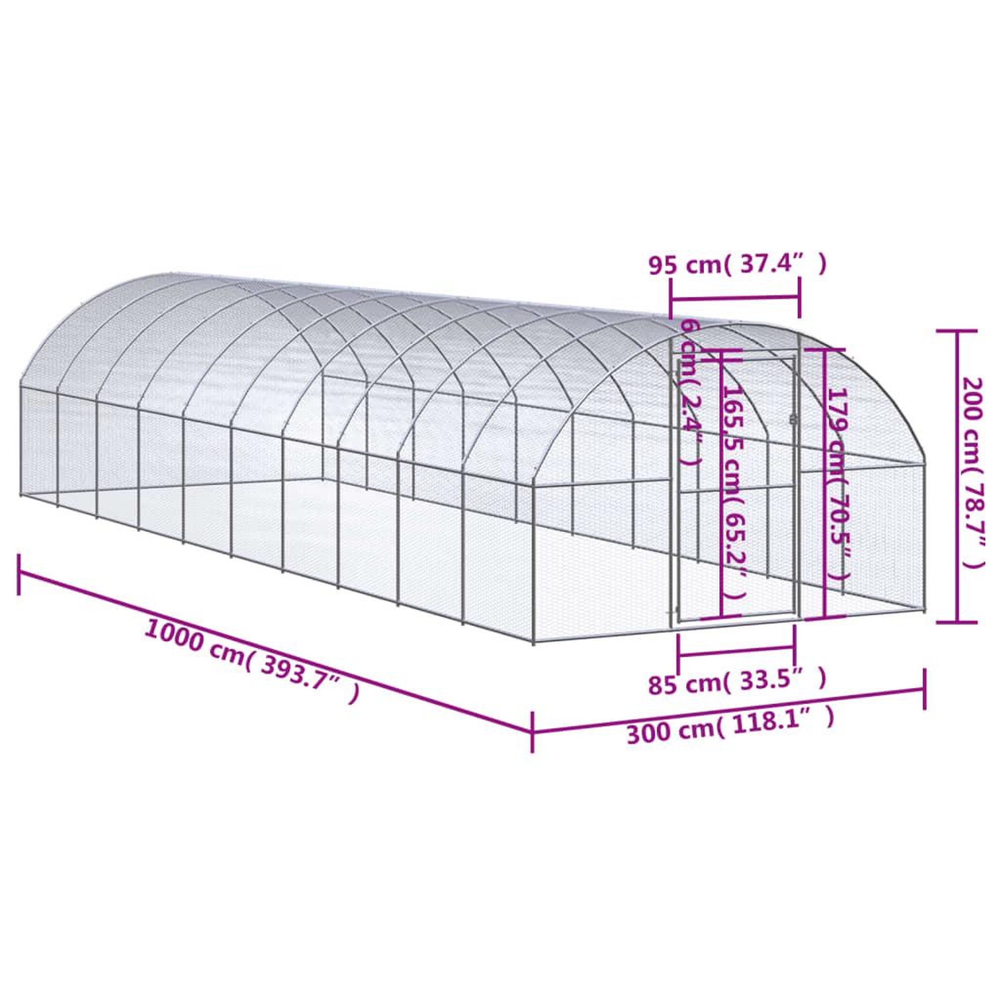 Voir la diapositive 6 : VIDAXL Poulailler d'exterieur 3x10x2 m Acier galvanise