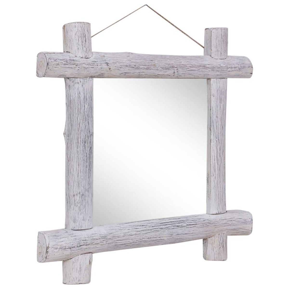 VIDAXL Miroir a buches Blanc 70x70 cm Bois de recuperation massif