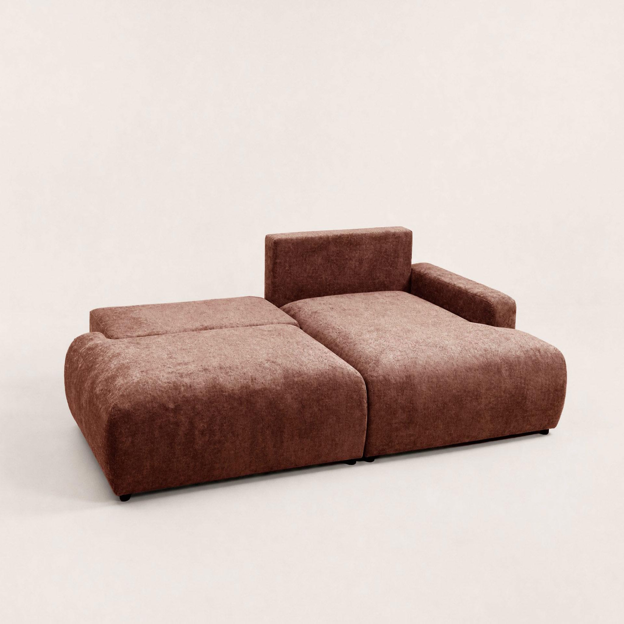 Voir la diapositive 4 : BEST MOBILIER Pivoine - canapé d'angle ouvert droit 4 places convertible avec coffre en tissu texturé