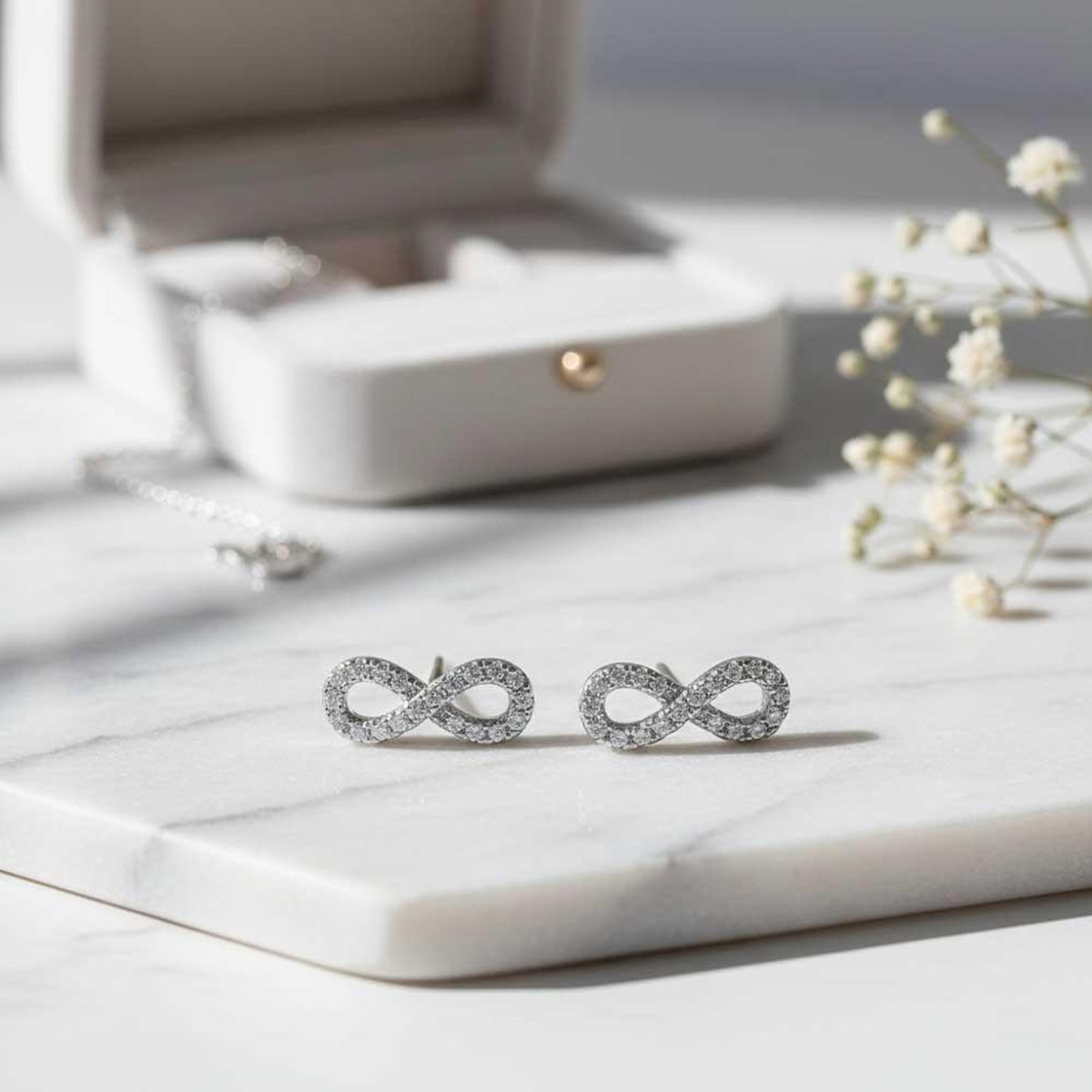 L'ATELIER D'AZUR Boucles d'Oreilles Argent 925/000 Rhodié - Infini Pavé de Zirconiums