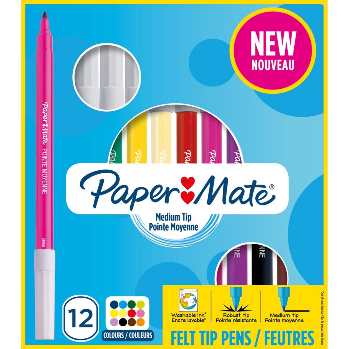 PAPERMATE 12 feutres Teens pointe moyenne