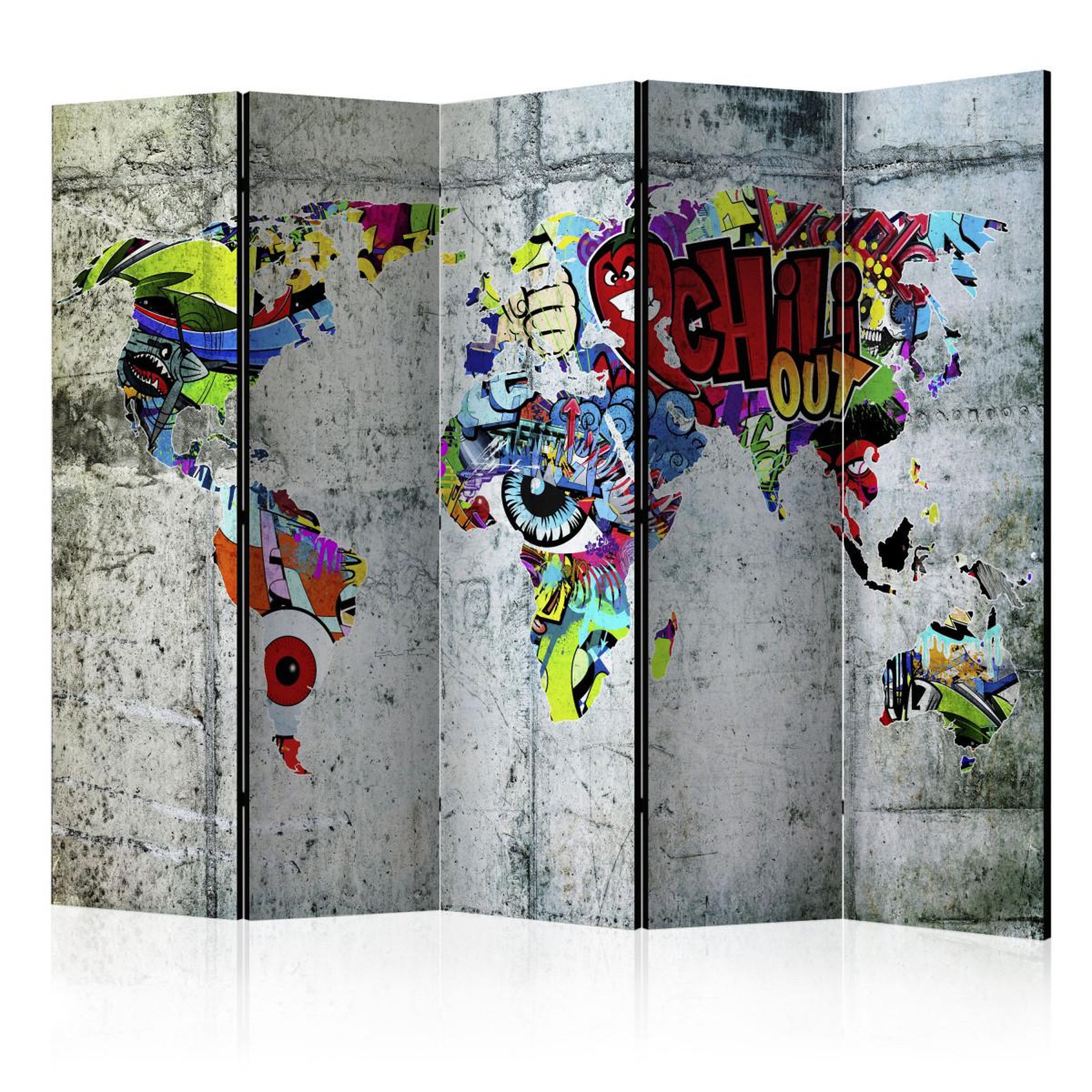 Paris Prix Paravent 5 volets  graffiti world  172x225cm