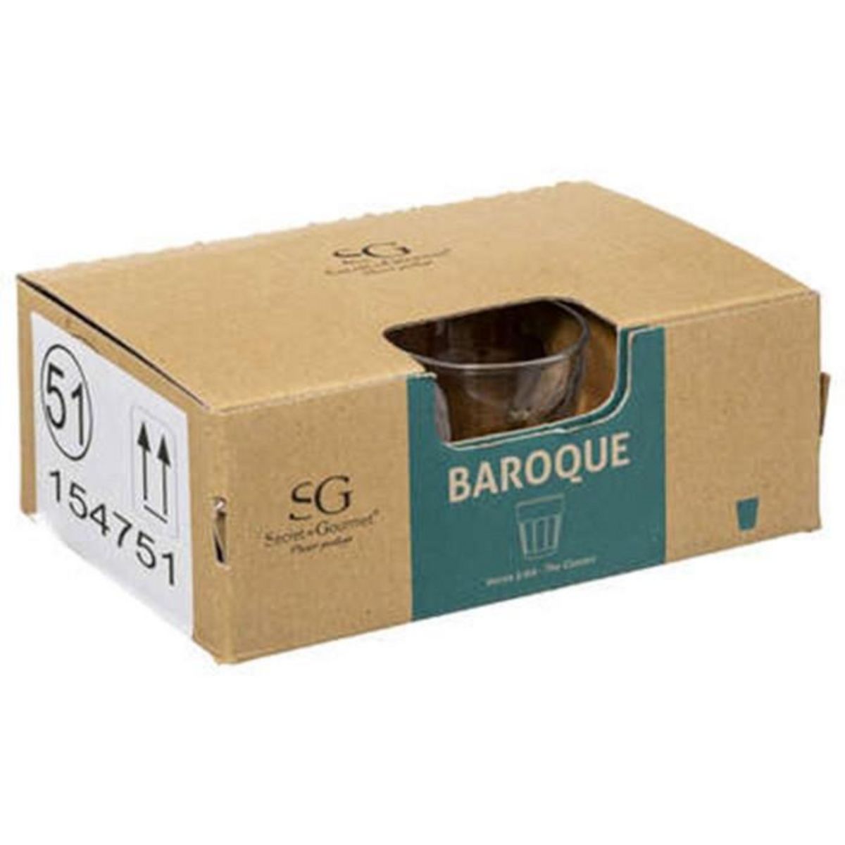 SECRET DE GOURMET Lot de 6 Verres à Thé  Baroque  10cl Transparent