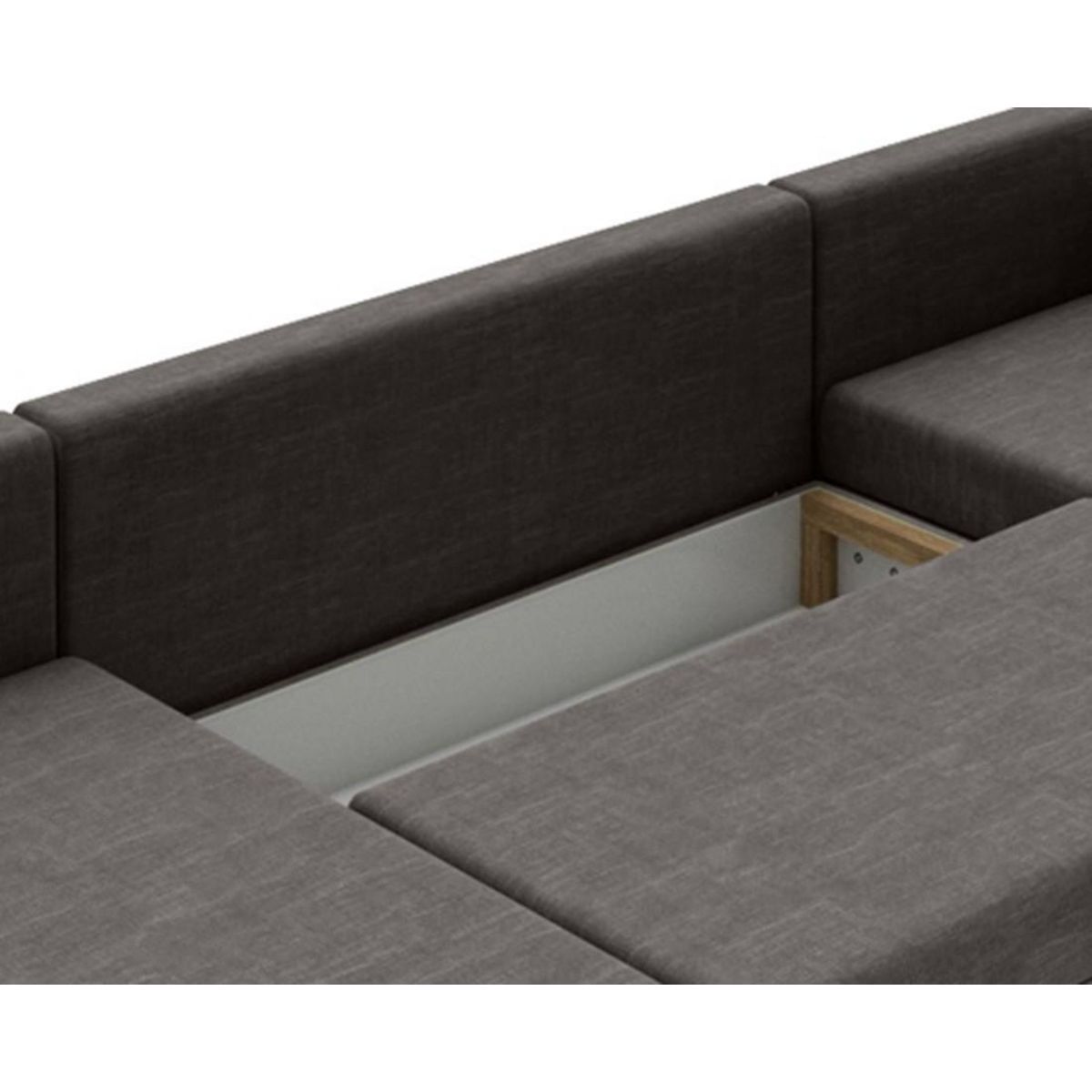 BEST MOBILIER Roger - canapé panoramique d'angle réversible 7 places convertible avec coffre en tissu