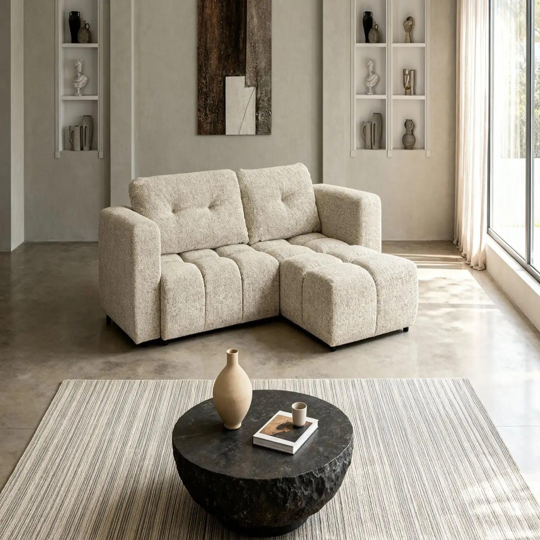 Voir la diapositive 2 : CASANOVA PARIS Romy 3 places - canapé d'angle convertible tissu chenille 3 places