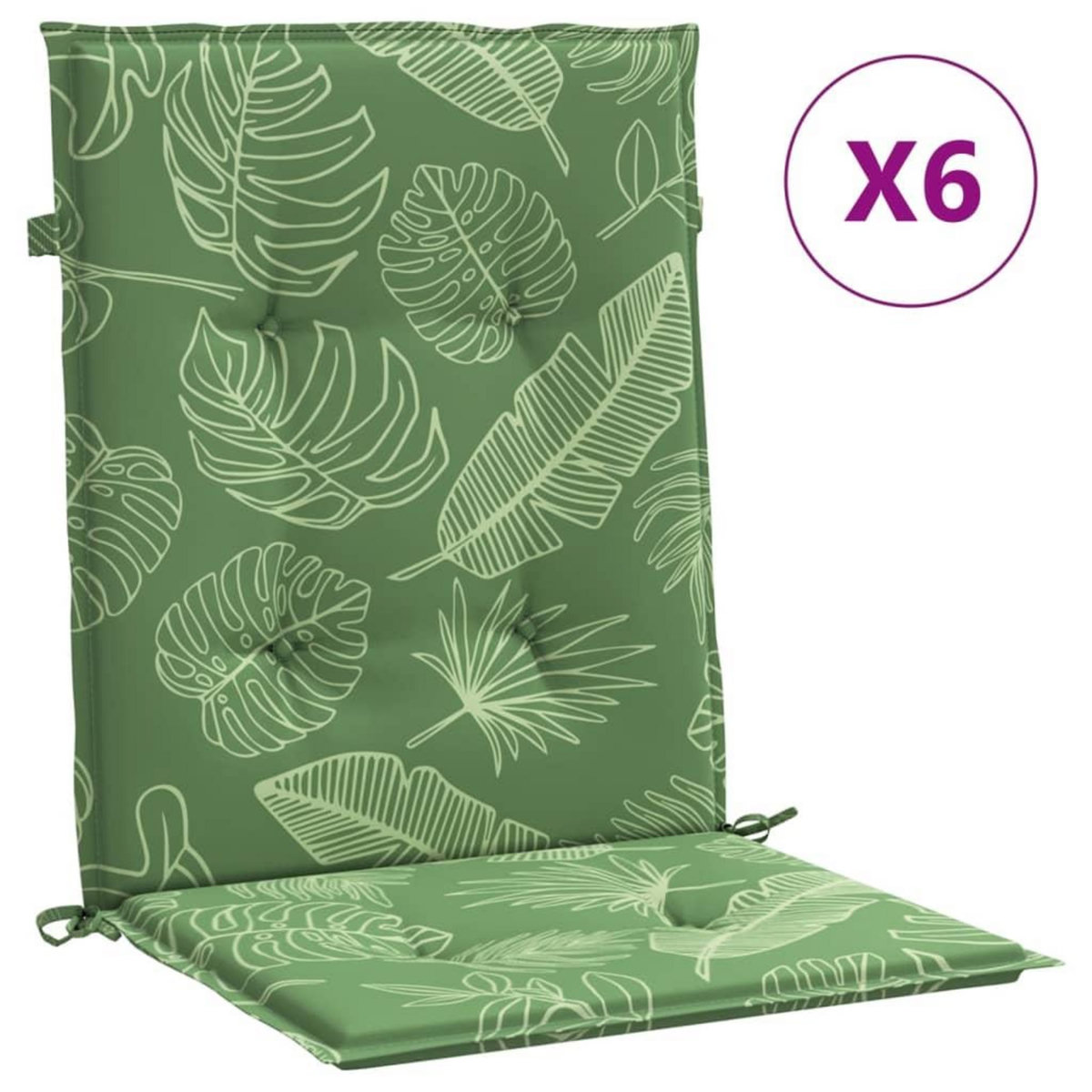 VIDAXL Coussins de chaise a dossier bas lot de 6 modele de feuille