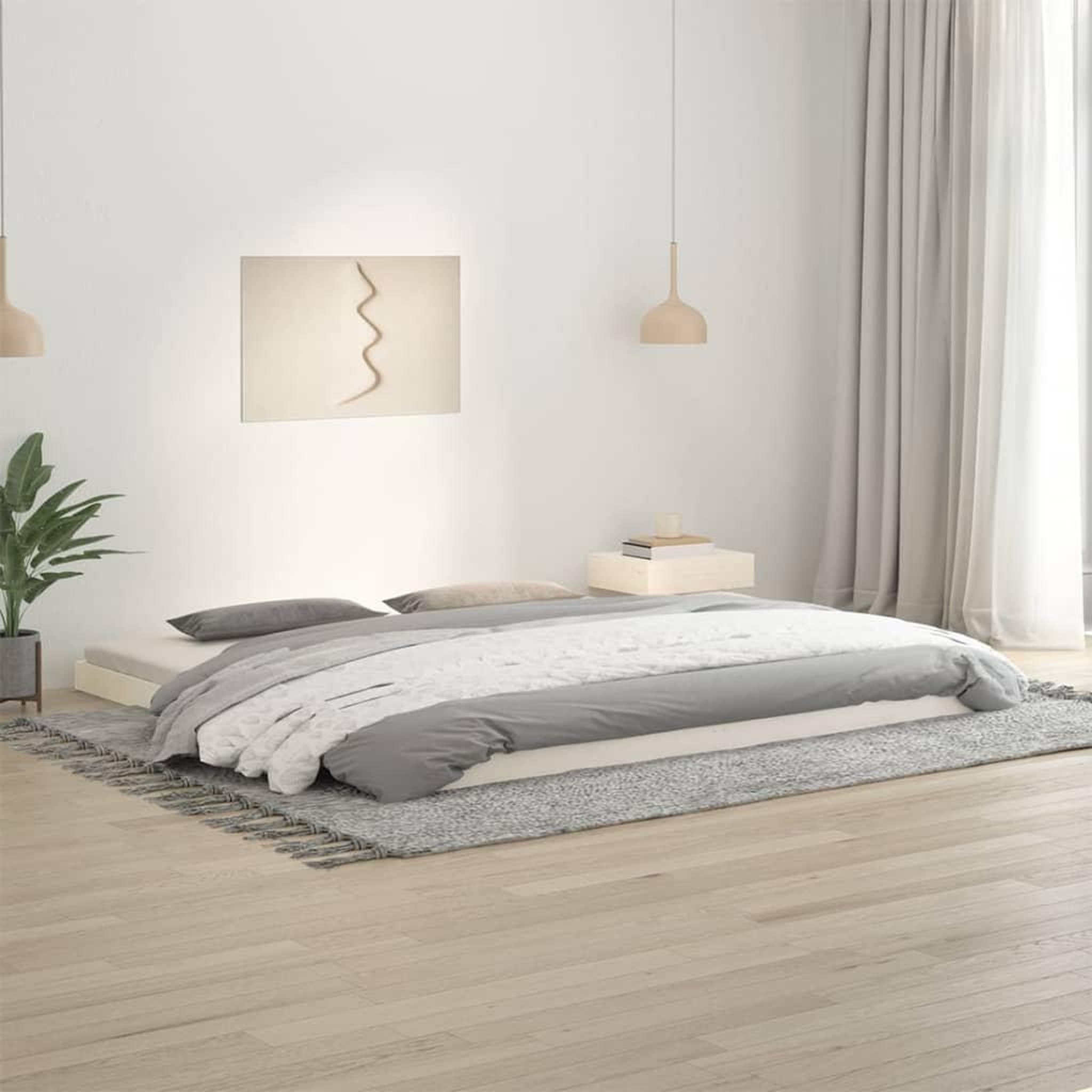 Voir la diapositive 1 : VIDAXL Cadre de lit sans matelas blanc 200x200 cm bois massif de pin