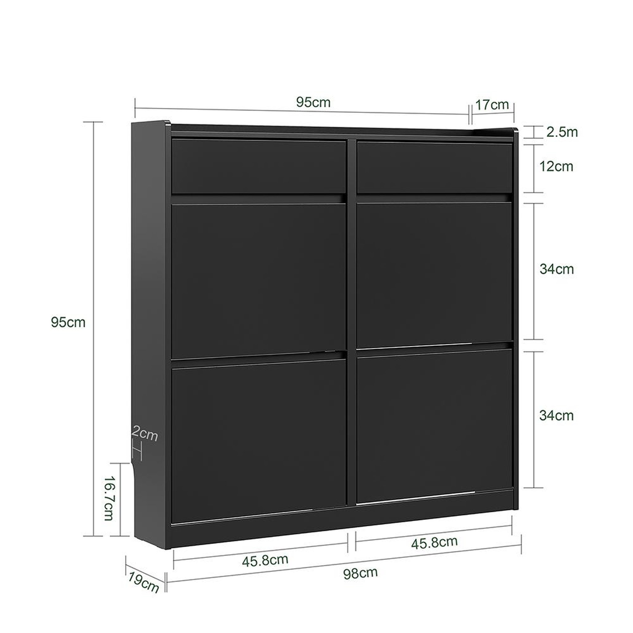 Voir la diapositive 3 : SOBUY Meuble à chaussures Noir 98x19x95 cm FSR169-SCH