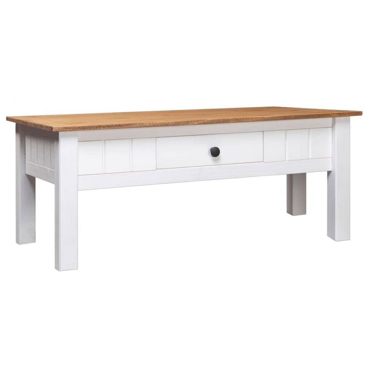 VIDAXL Table basse Blanc 100x60x45 cm Pin massif Assortiment Panama