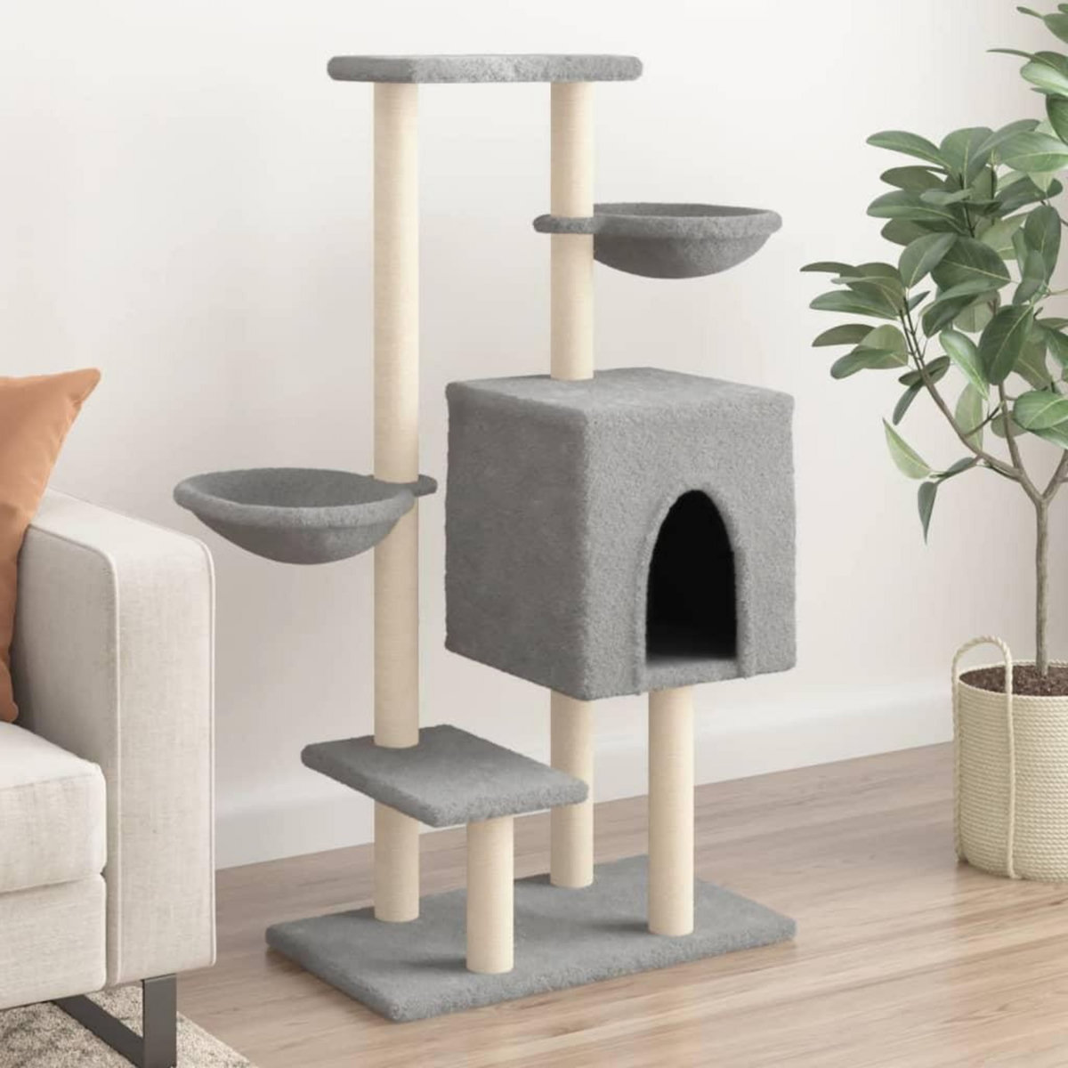 VIDAXL Arbre a chat avec griffoirs en sisal gris clair 117 cm