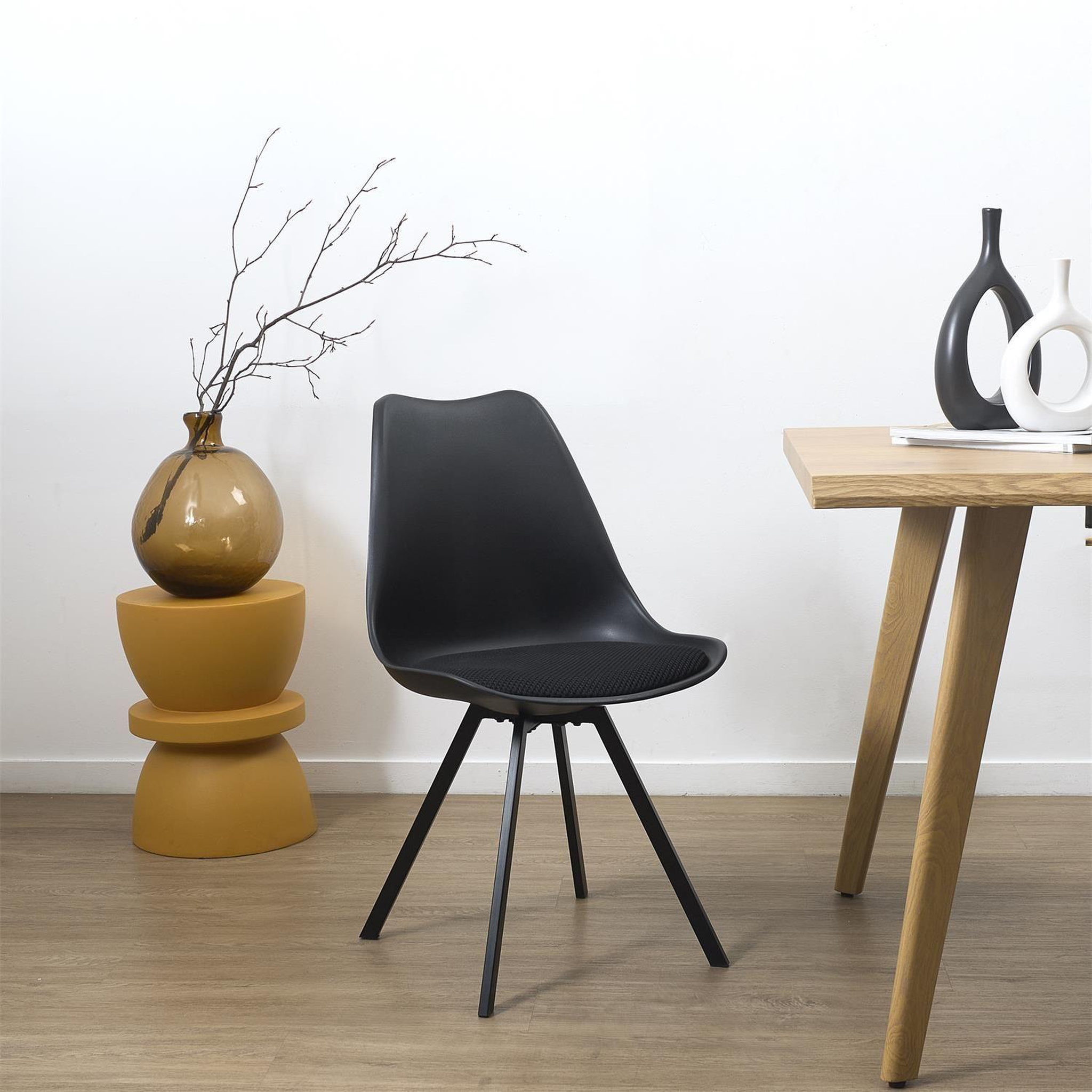 Voir la diapositive 2 : TOILINUX Lot de 4 chaises avec coussin ATOME