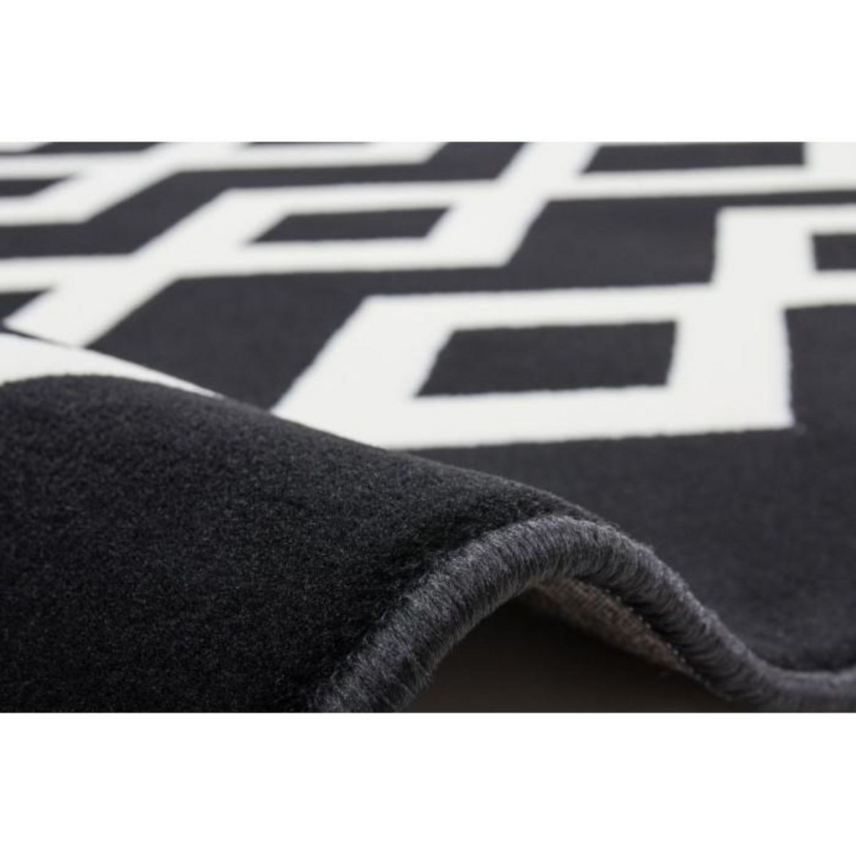 Paris Prix Tapis Géométrique à Poils Courts  Lina  Noir & Ivoire