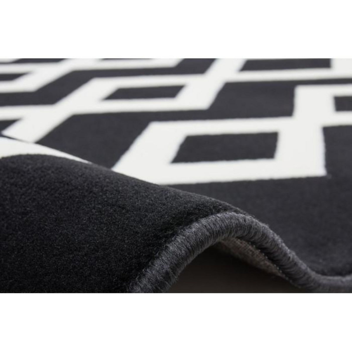 Paris Prix Tapis Géométrique à Poils Courts  Lina  Noir & Ivoire