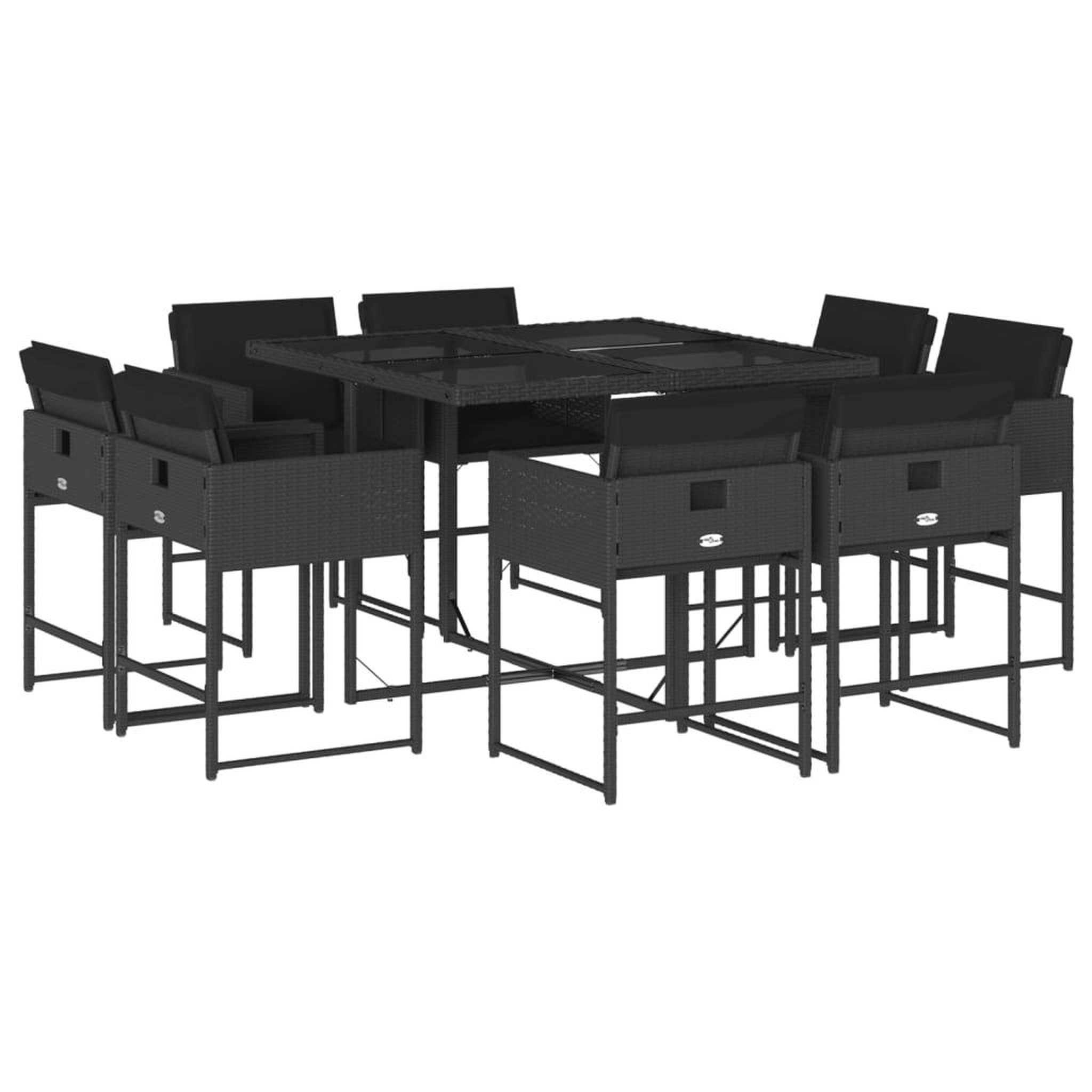 Voir la diapositive 2 : VIDAXL Ensemble a manger de jardin 9pcs coussins noir resine tressee