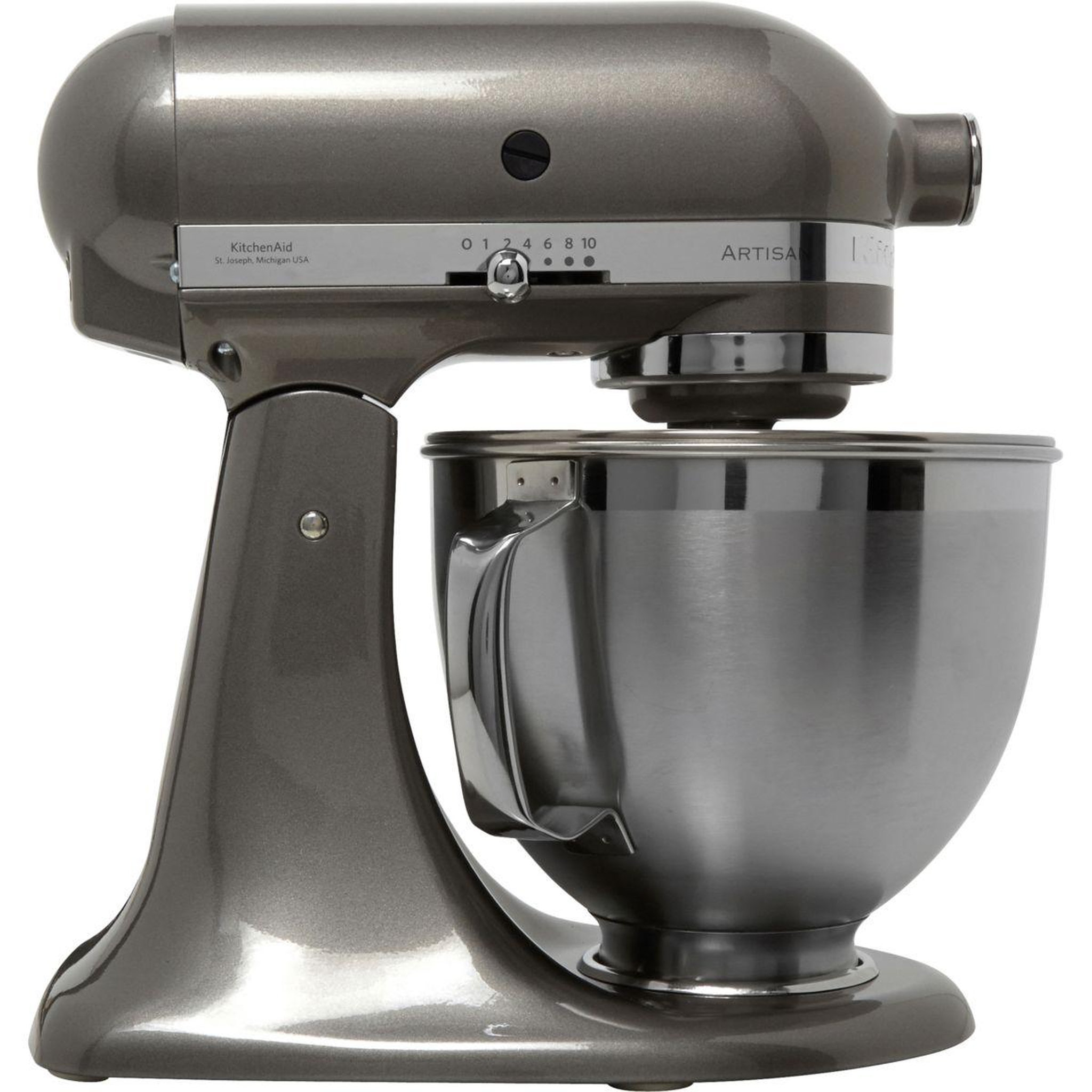 Voir la diapositive 2 : KitchenAid Robot pâtissier 5KSM185PSEMS Artisan Gris étain, 4,8 L, accessoires inox, bol 3L, couvercle antiprojections