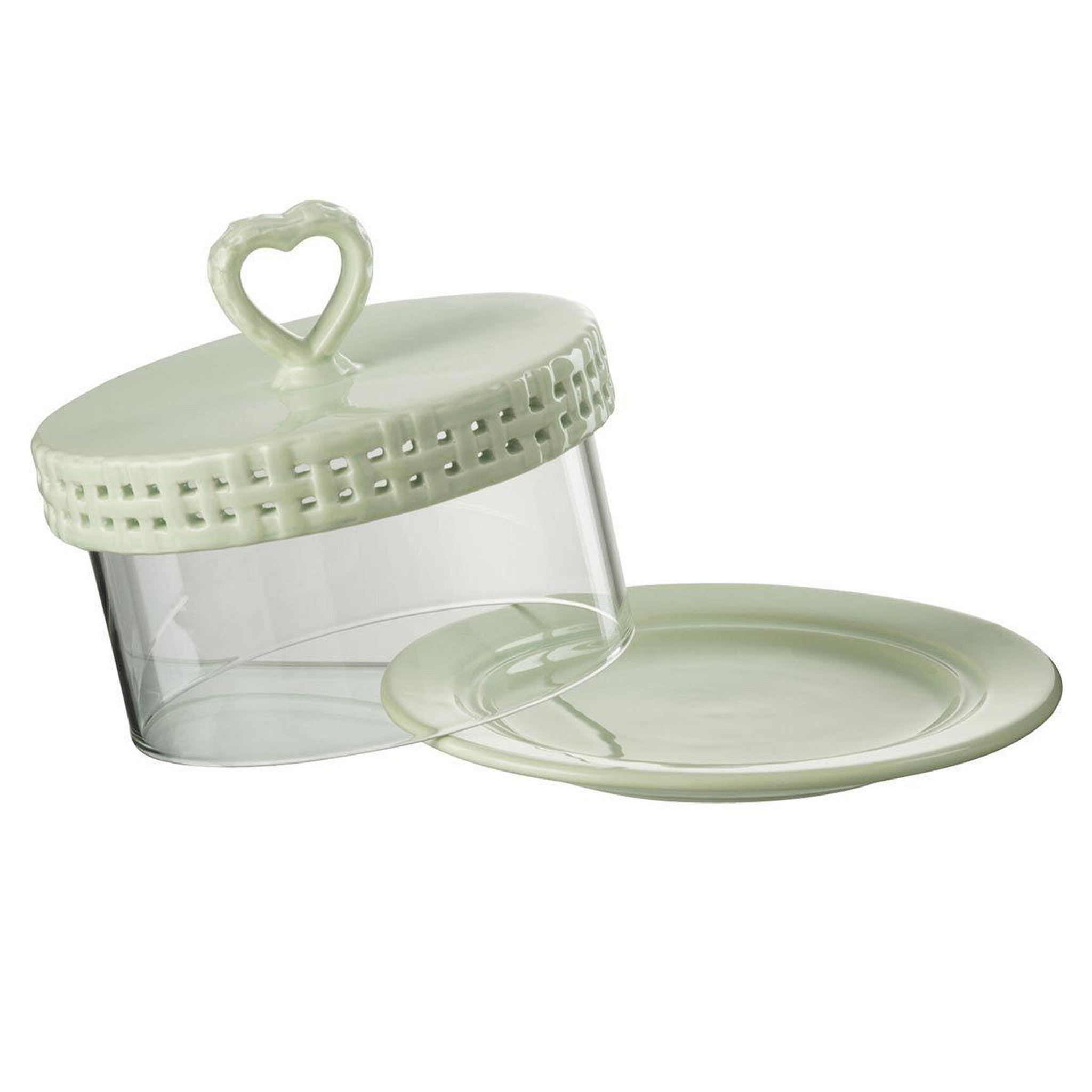 Voir la diapositive 2 : J-LINE Plat à gâteaux en céramique  vercer  16cm vert