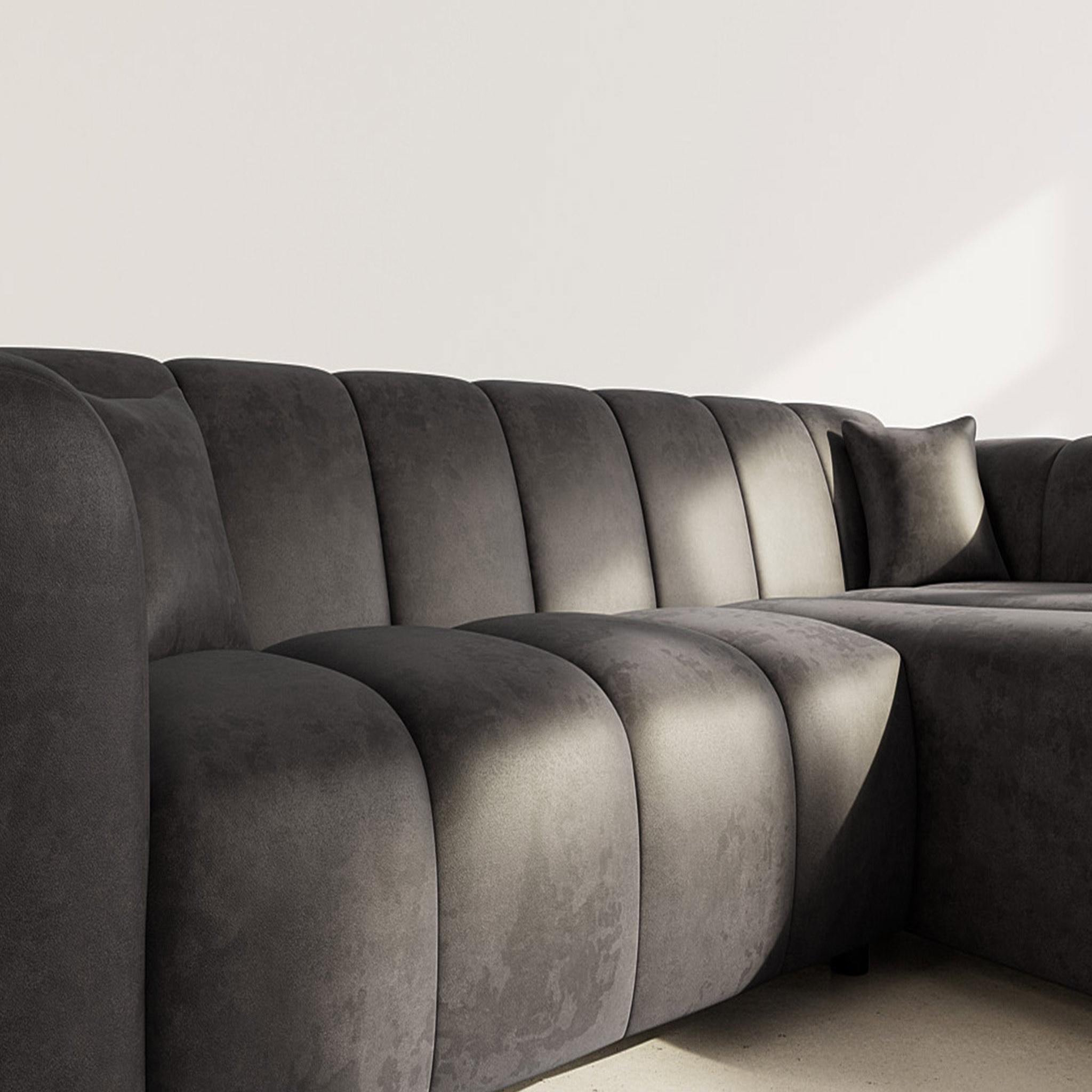 Voir la diapositive 4 : LISA DESIGN Curtis - canapé d'angle droit 4 places en simili