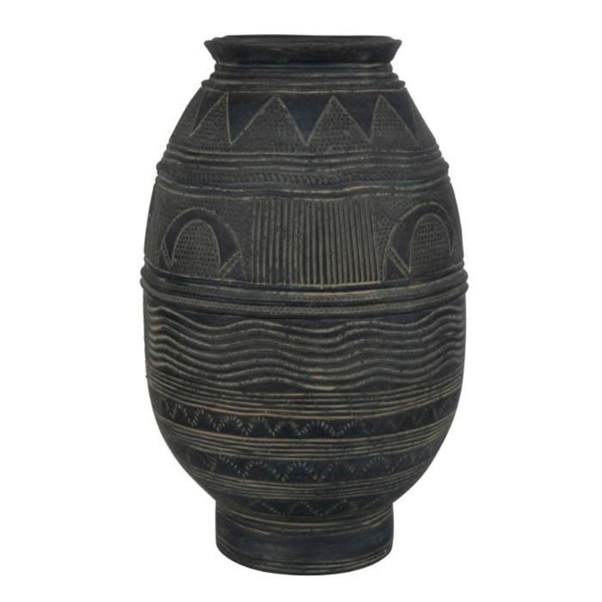 Paris Prix Vase Cruche en Ciment  Black Lombok  42cm Noir