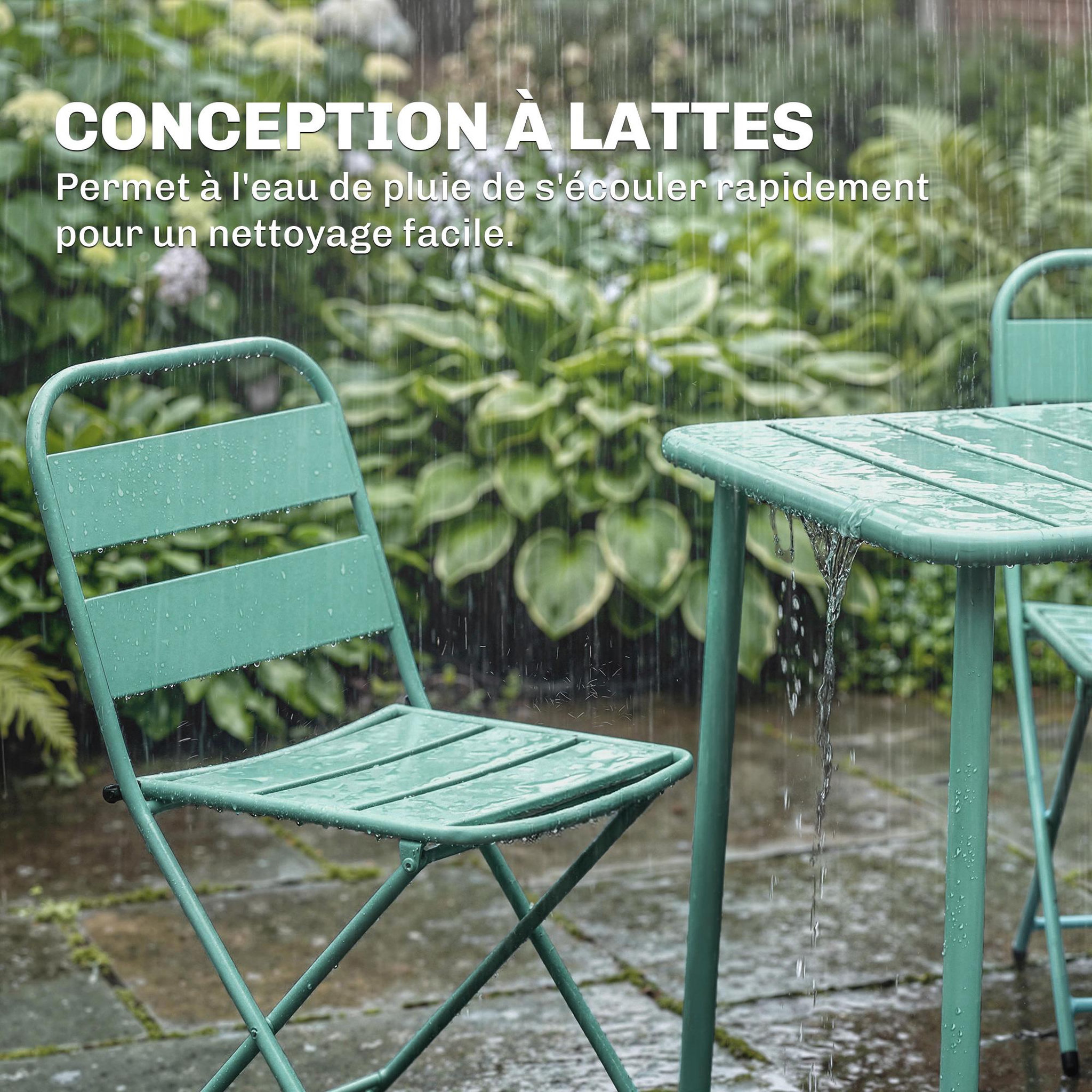 Voir la diapositive 5 : OUTSUNNY Salon de jardin 4 personnes pliant métal vert