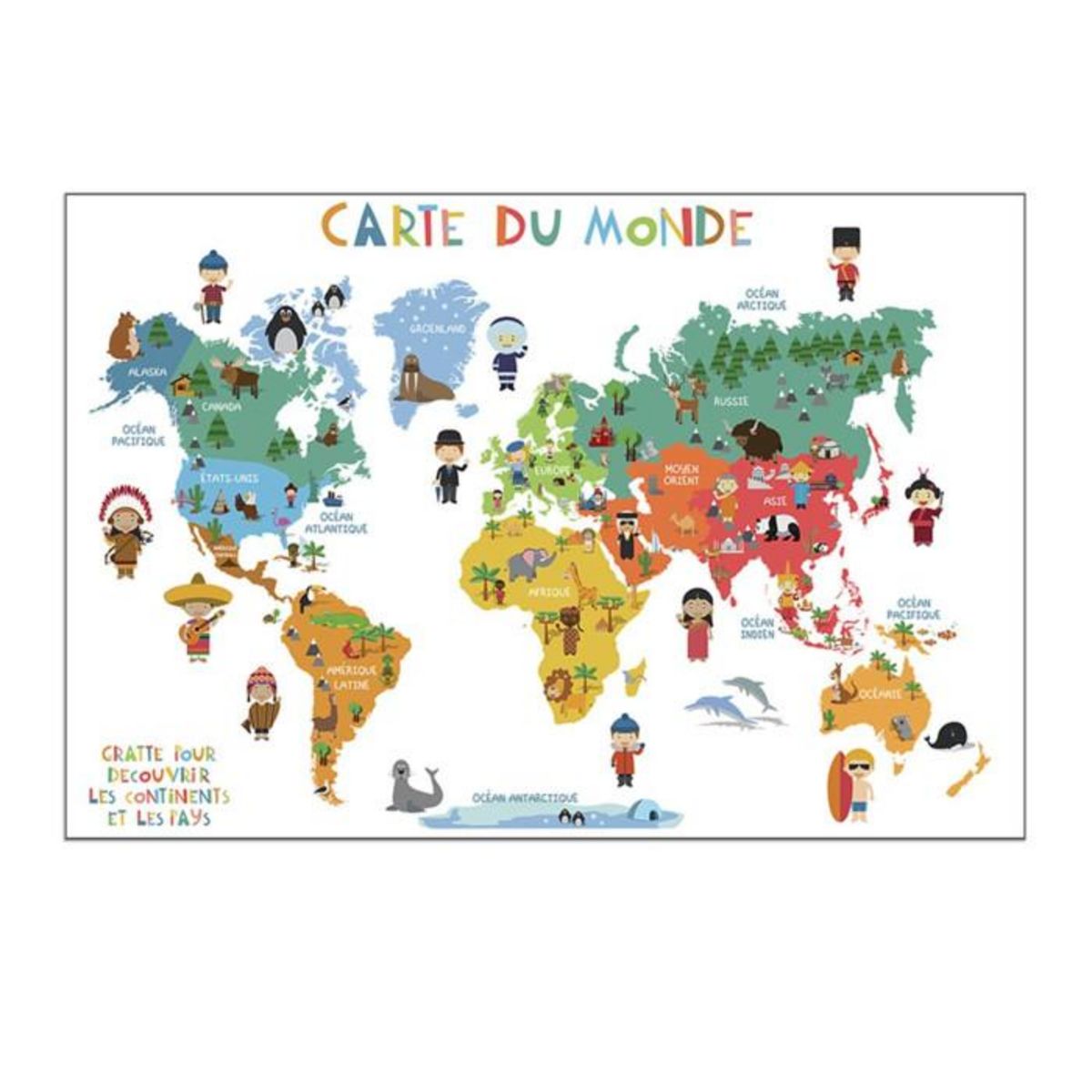 Paris Prix Poster Carte du Monde  A Gratter  40x60cm Gris