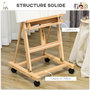 Voir la diapositive 5 : VINSETTO Chevalet d'artiste pliable sur roulettes hauteur réglable inclinaison réglable 90° max. niche rangement bois de hêtre