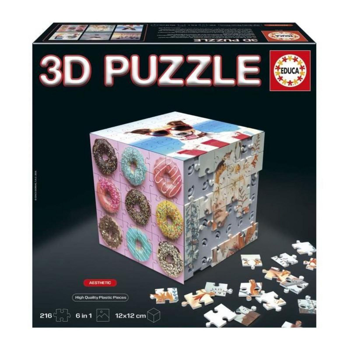 EDUCA Puzzle 3D - EDUCA - Cube Aesthetic - 216 Pieces - 6 Puzzles de 36 Pieces - Défi 8 Ans + (20125)