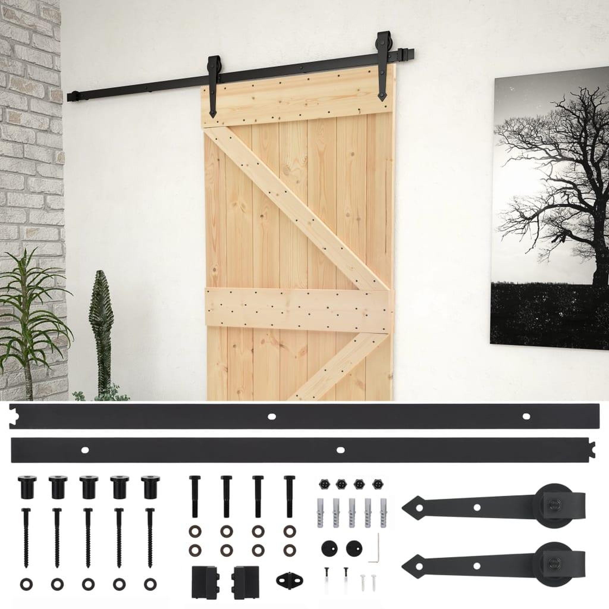 Voir la diapositive 2 : VIDAXL Porte coulissante avec kit de quincaillerie 90x210cm Pin massif