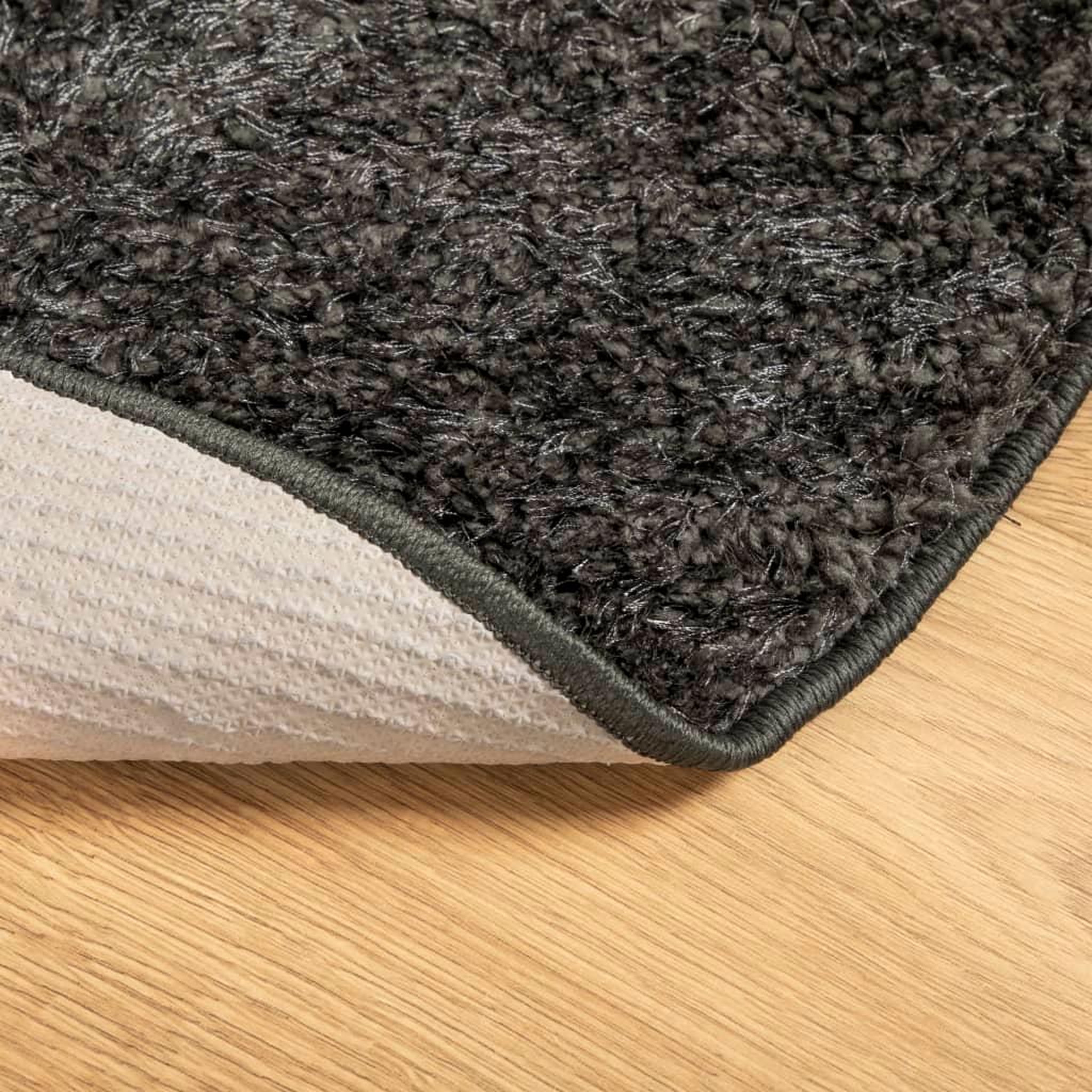 Voir la diapositive 5 : VIDAXL Tapis ISTAN a poils longs aspect brillant anthracite Ø 160 cm