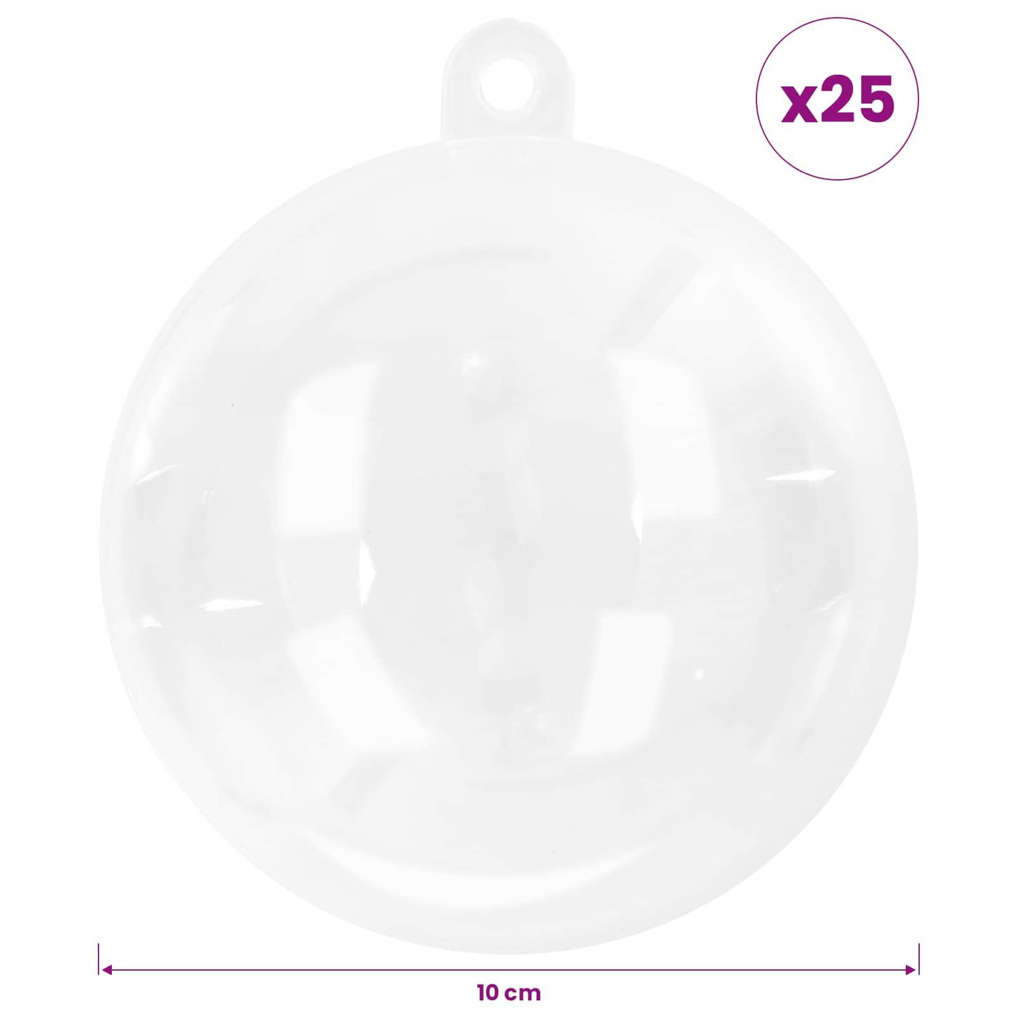 Voir la diapositive 3 : VIDAXL Ensemble de boules de Noël XL 25 pc Transparent Diam. 10 cm
