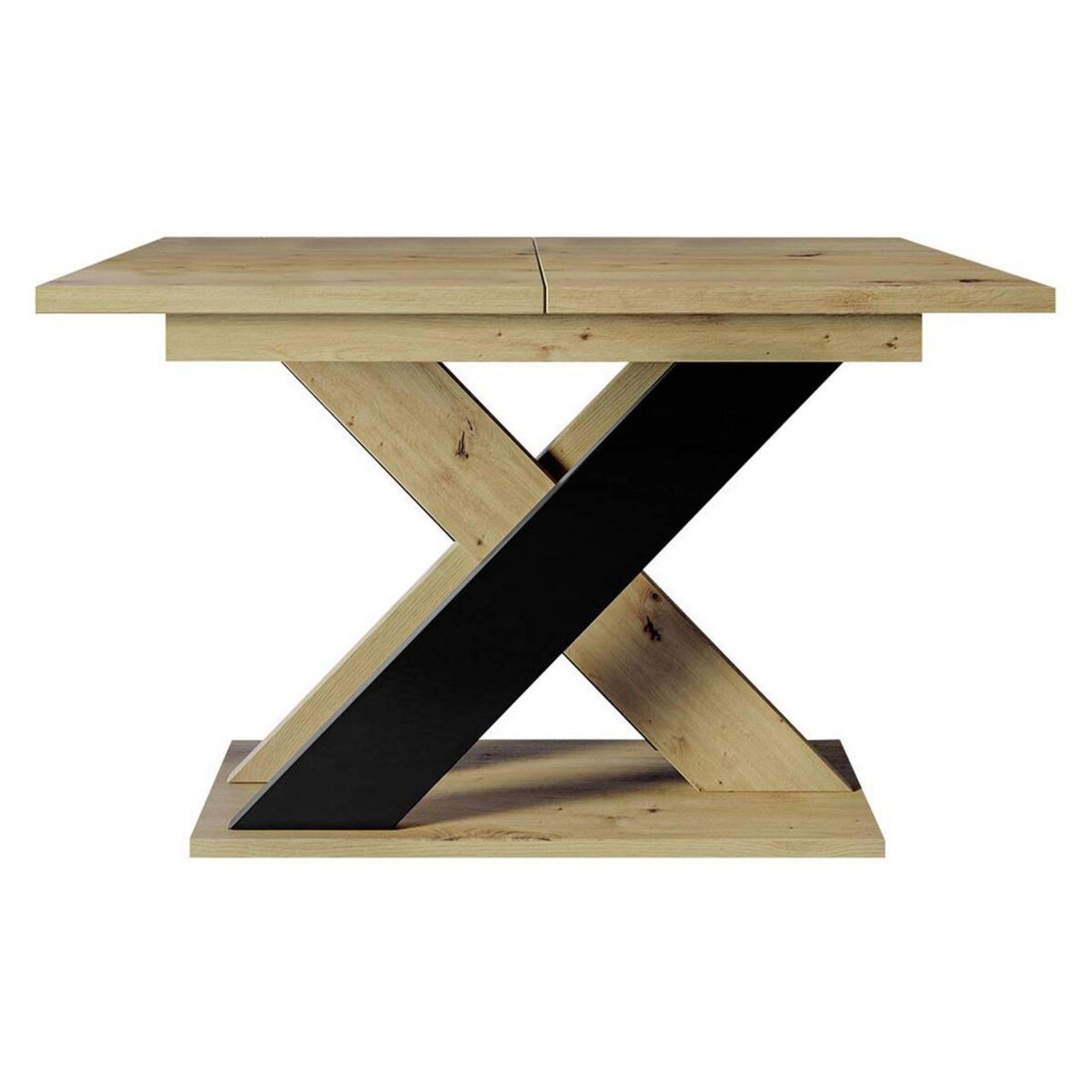 BEST MOBILIER Tosca - table à manger extensible - aspect chêne clair et noir - 4 à 6 personnes