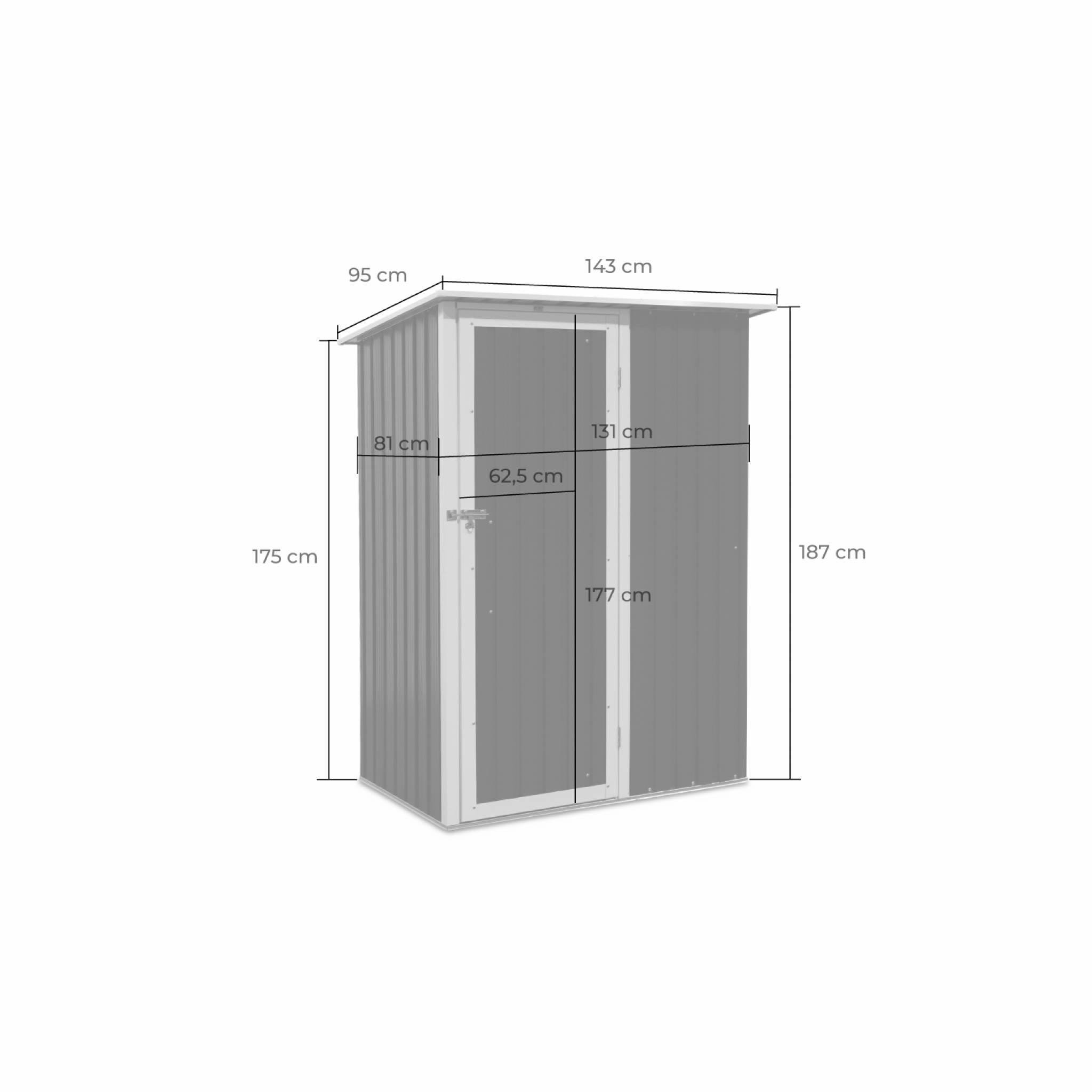 Voir la diapositive 6 : SWEEEK Abri de jardin en métal - LYS 1.36m² gris anthracite et blanc - Cabane à outils avec porte simple à loquet. kit de fixation sol inclus. remise