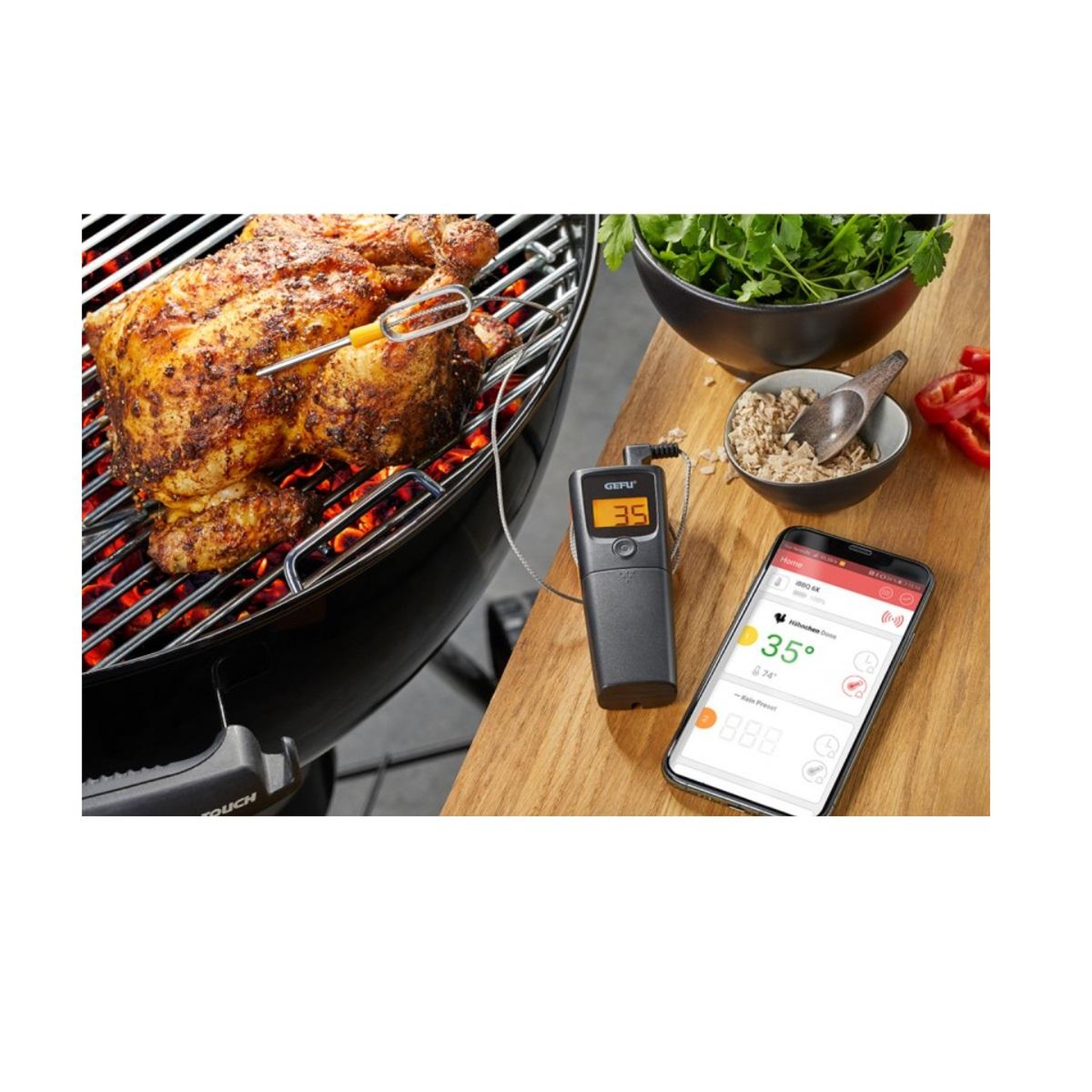 Voir la diapositive 2 : GEFU Thermomètre de cuisson bluetooth pour griller, rôtir et fumer - 21950
