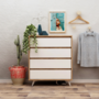 Voir la diapositive 2 : CONCEPT USINE Commode à 4 tiroirs bois et blanc LODZ