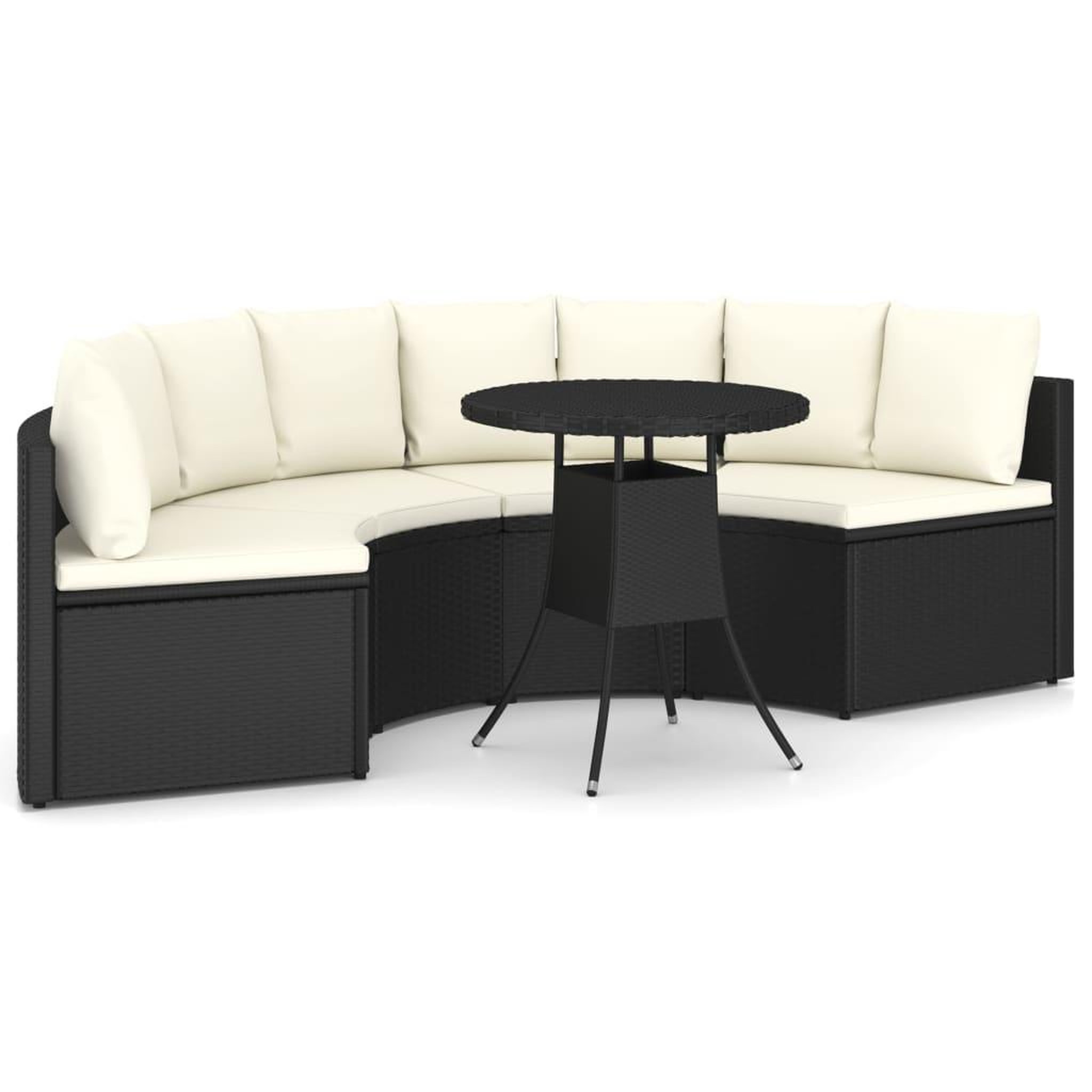 Voir la diapositive 2 : VIDAXL Salon de jardin 5 pcs avec coussins Resine tressee Noir
