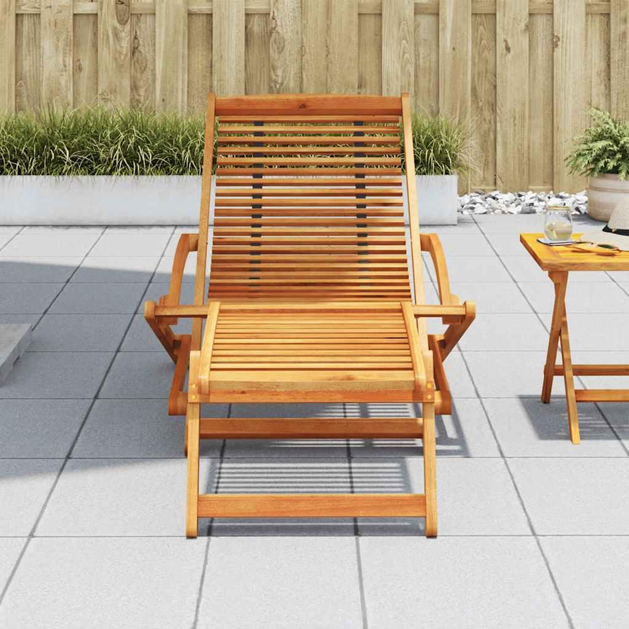 Voir la diapositive 3 : VIDAXL Chaise de terrasse avec repose-pied bois d'acacia solide