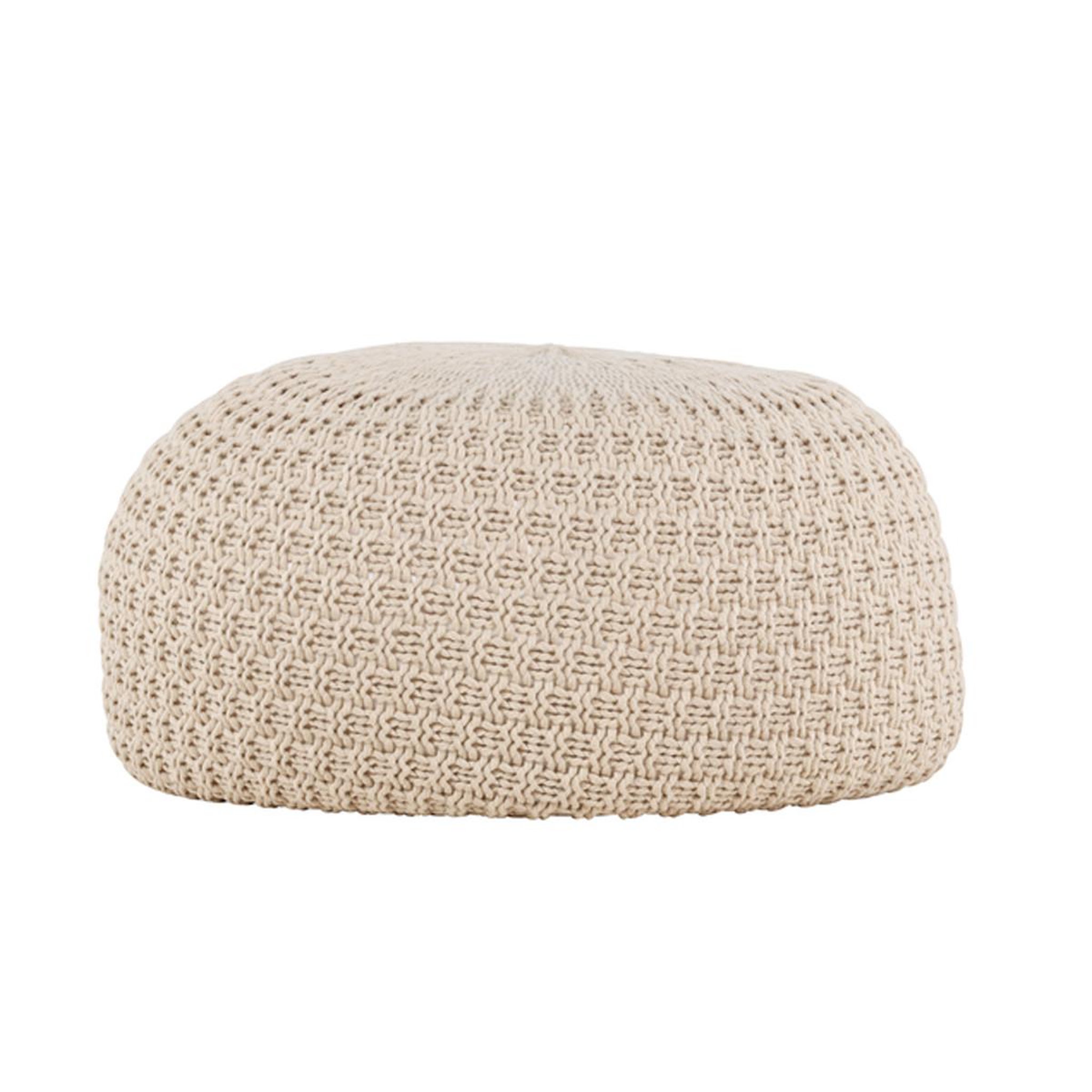 Paris Prix Pouf effet crochet  sam  45cm beige