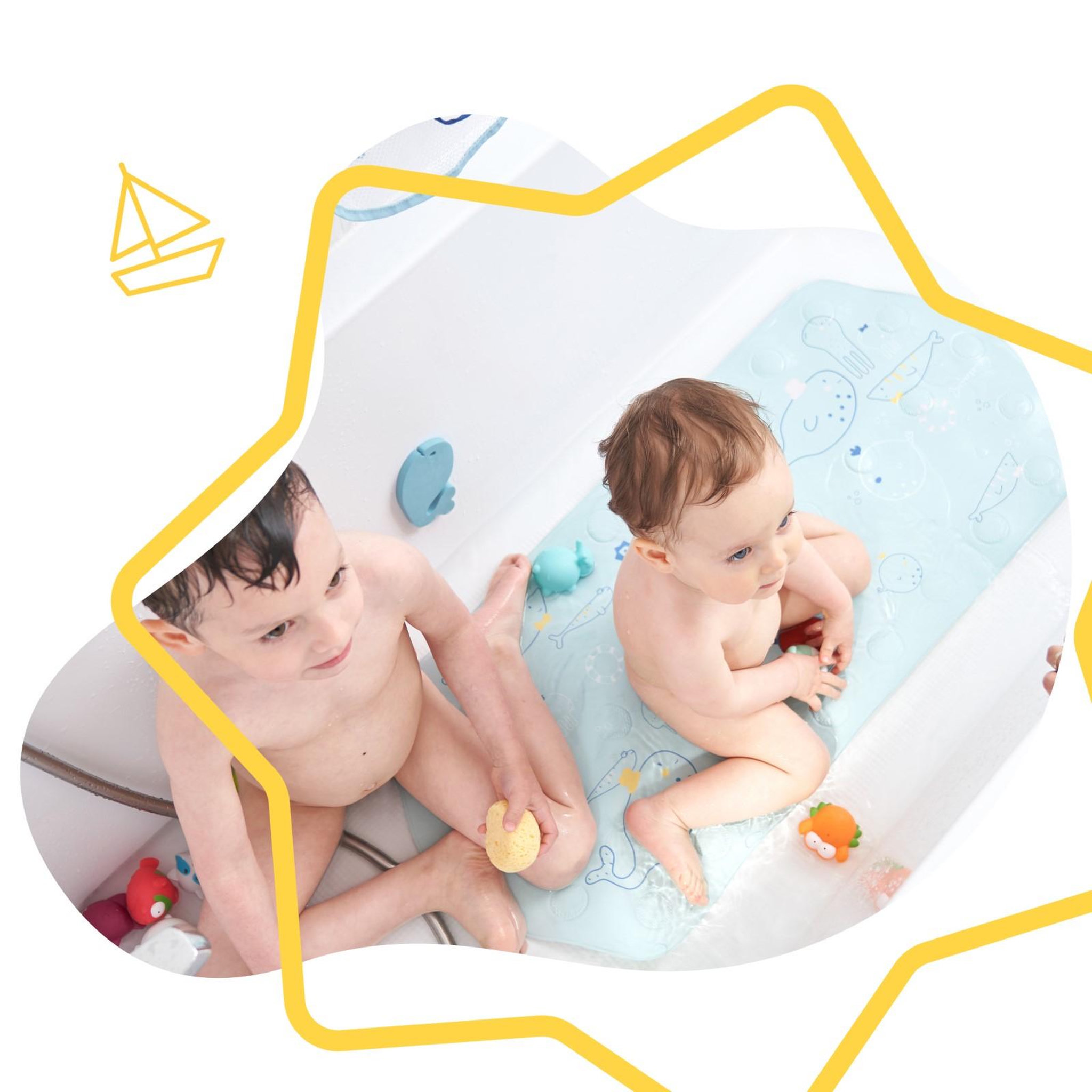 Voir la diapositive 2 : BADABULLE Tapis de bain XXL Badabulle - Ventouses Antidérapantes - Témoin de température - 91cm