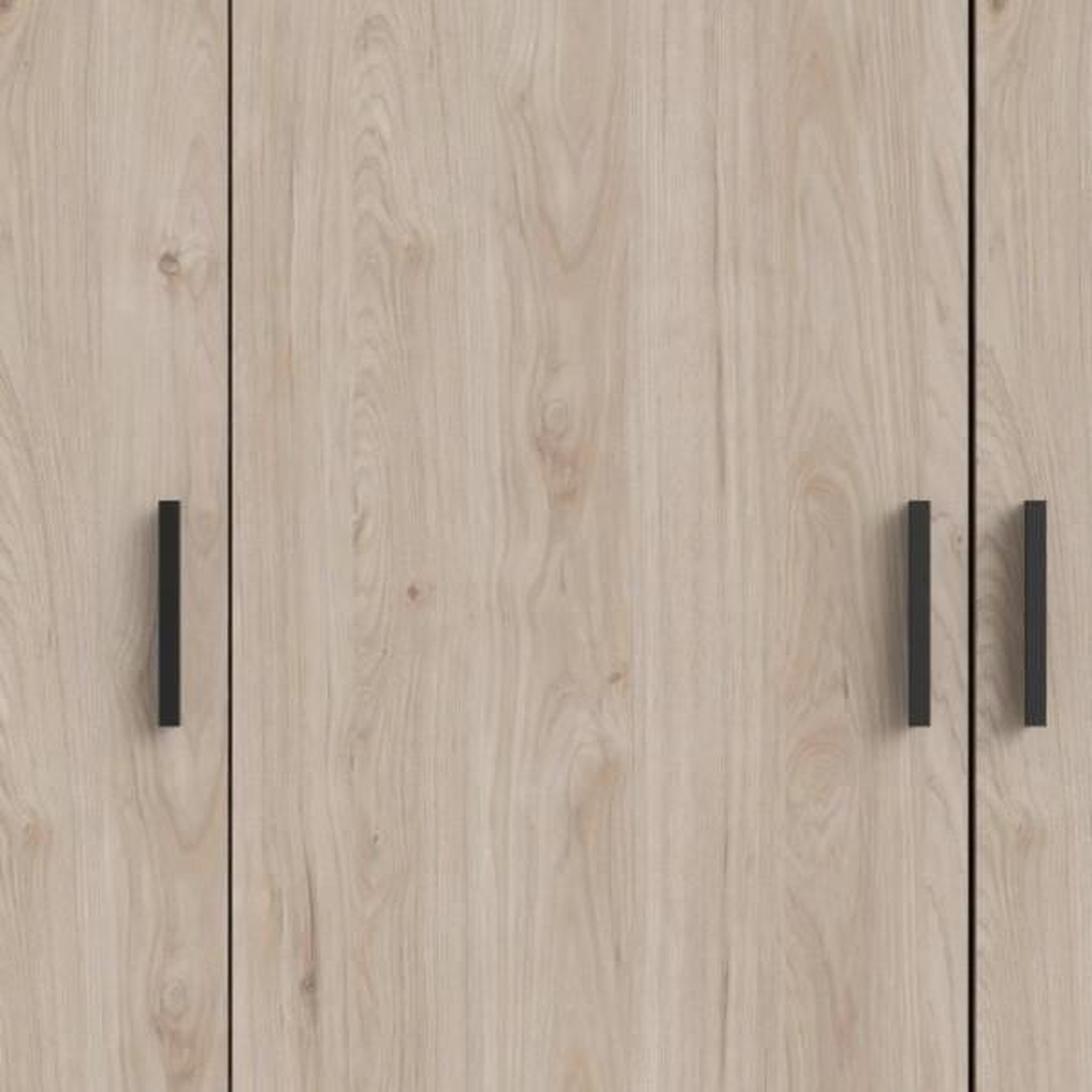 Voir la diapositive 6 : Armoire VEGA - Décor Chene Jackson - 4 portes + 3 tiroirs - L 195,5 x P 49,6 x H 200,4 cm