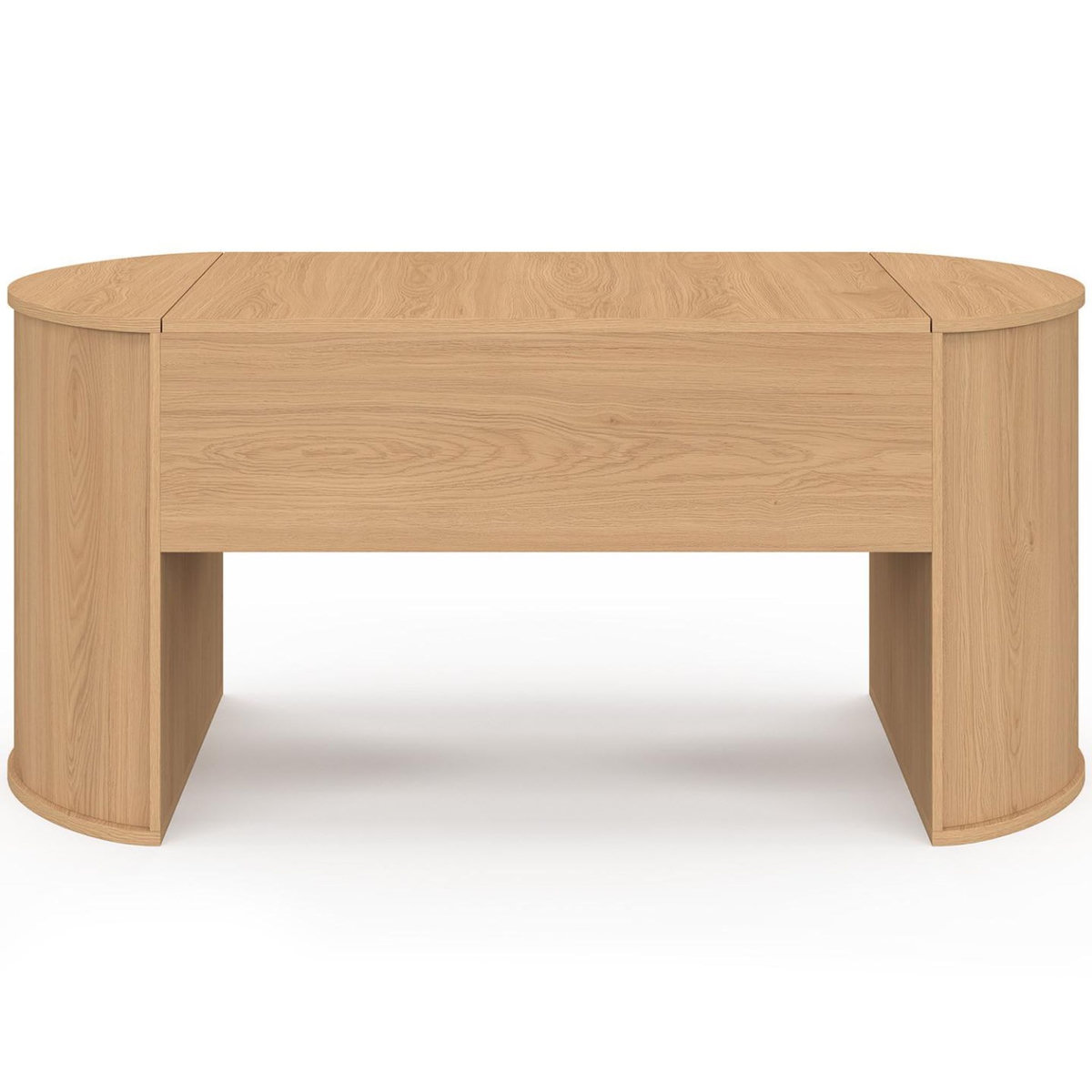 ID MARKET Table basse ovale plateau relevable DIVIA 100 cm bois façon hêtre design arrondi