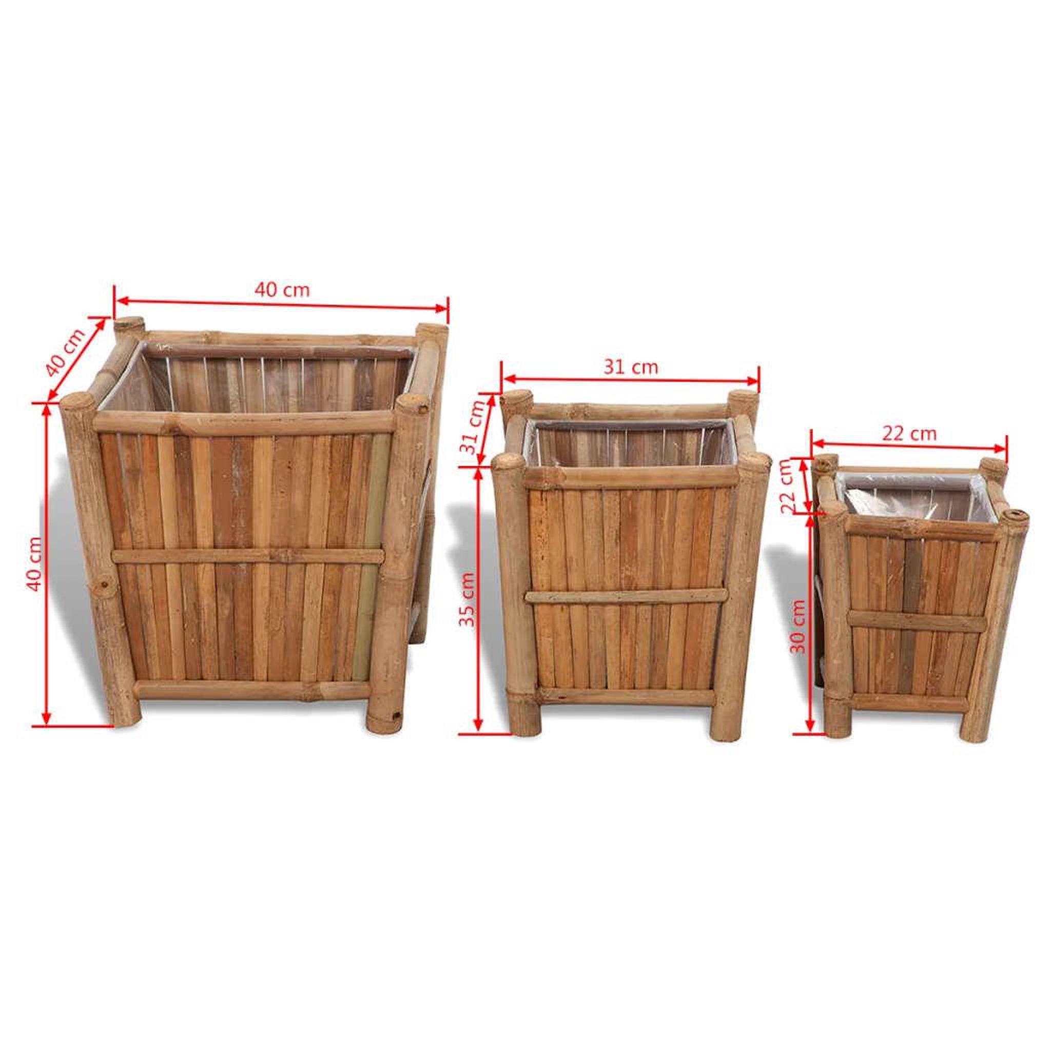 Voir la diapositive 6 : VIDAXL Lits sureleves en bambou avec doublure en nylon 3 pcs