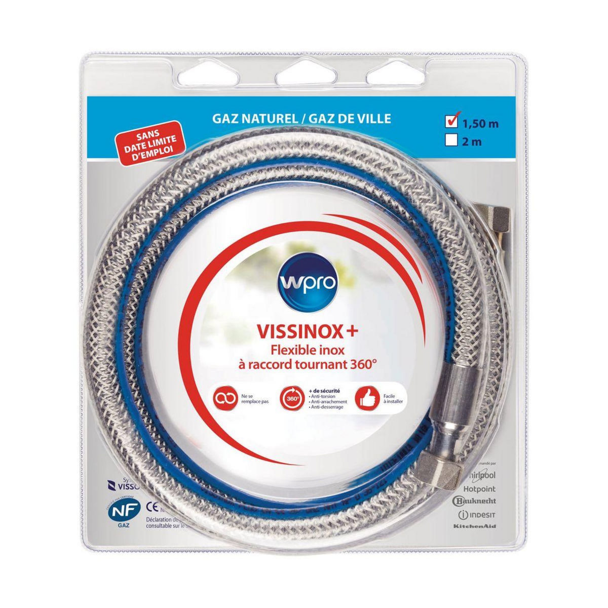 WPRO Tuyaux gaz TNE150 gaz naturel 1.50m illimité