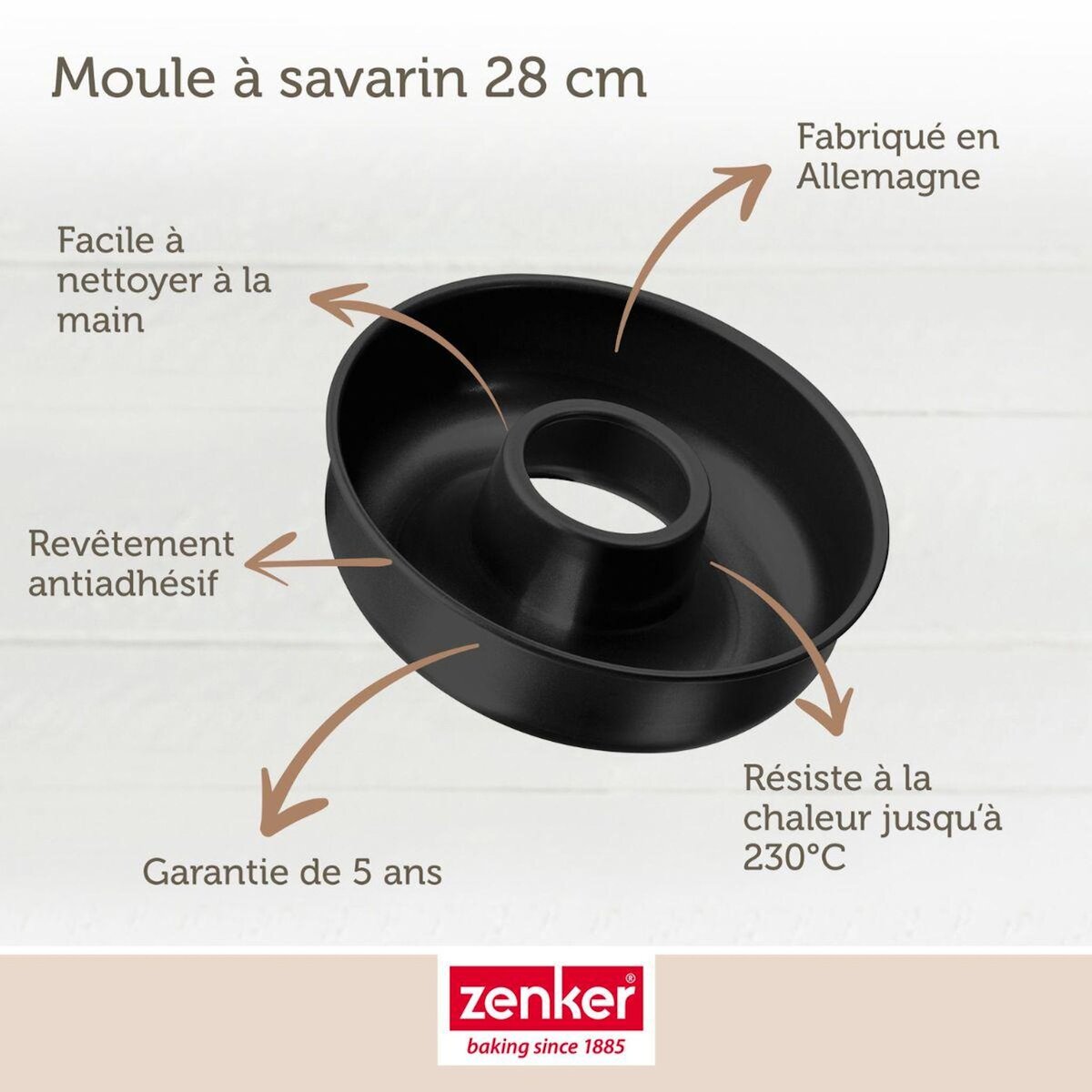 ZENKER Lot comprenant 1 Moule à savarin 28 cm, 1 spatule Zenker et 2 bols à mixer en inox Fackelmann