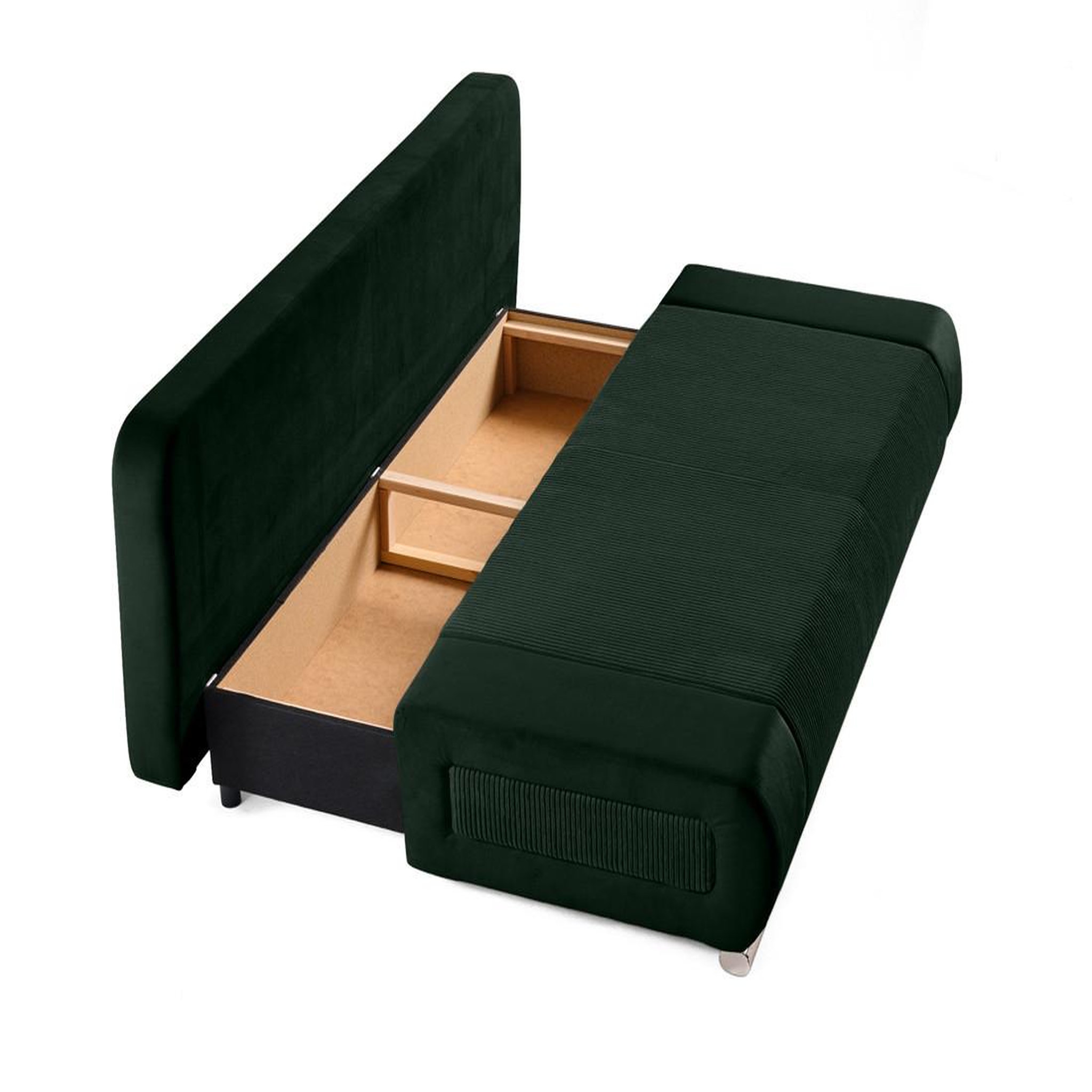 Voir la diapositive 2 : BEST MOBILIER Elio - canapé 3 places convertible - avec coffre - en velours et velours côtelé