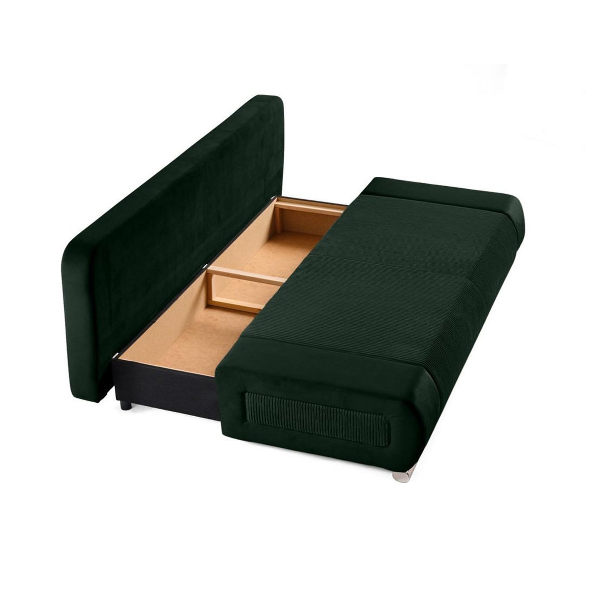 BEST MOBILIER Elio - canapé 3 places convertible - avec coffre - en velours et velours côtelé