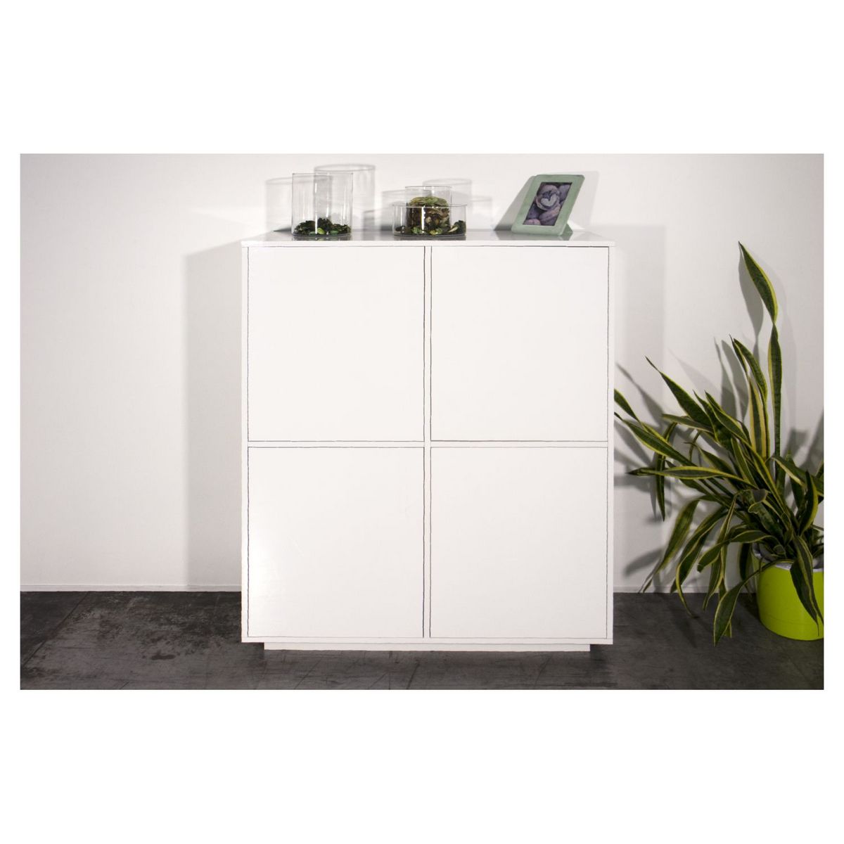 Buffet haut moderne 4 portes 100 cm LUCERA